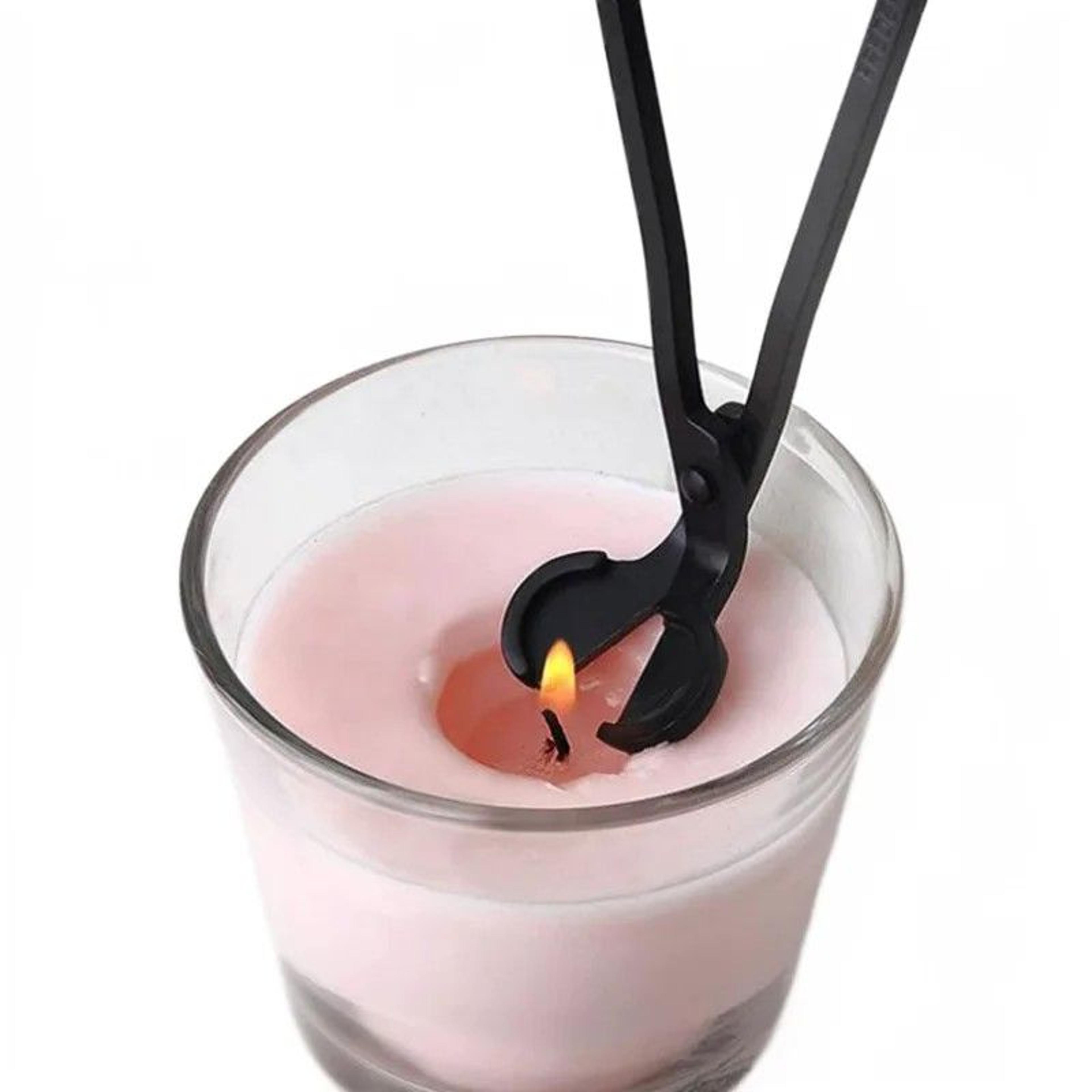 elegant black stainless steel candle wick trimmer & cutter – long-handle candle accessory