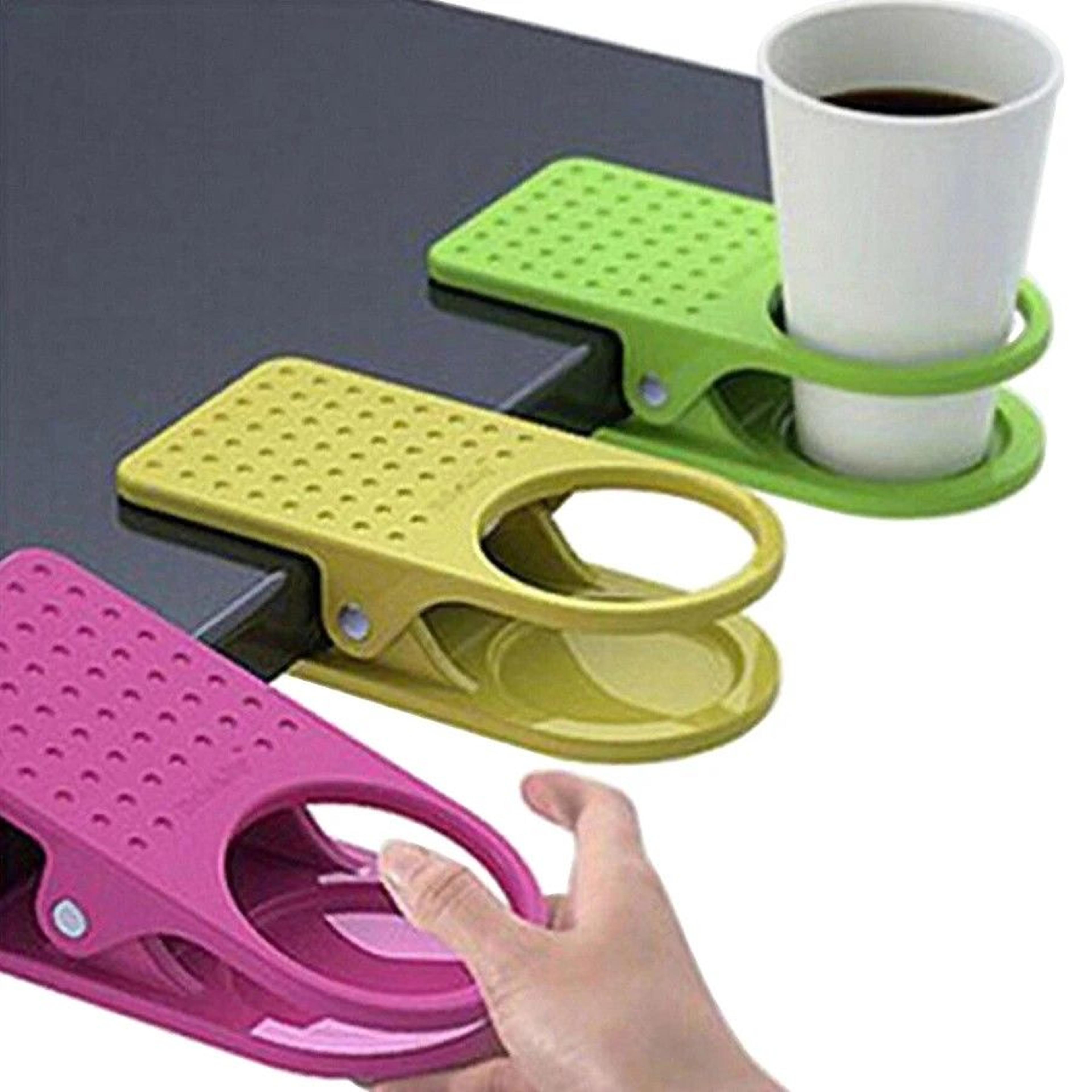 deskedge clip-on mug & drink can holder, desk organizer for home & office