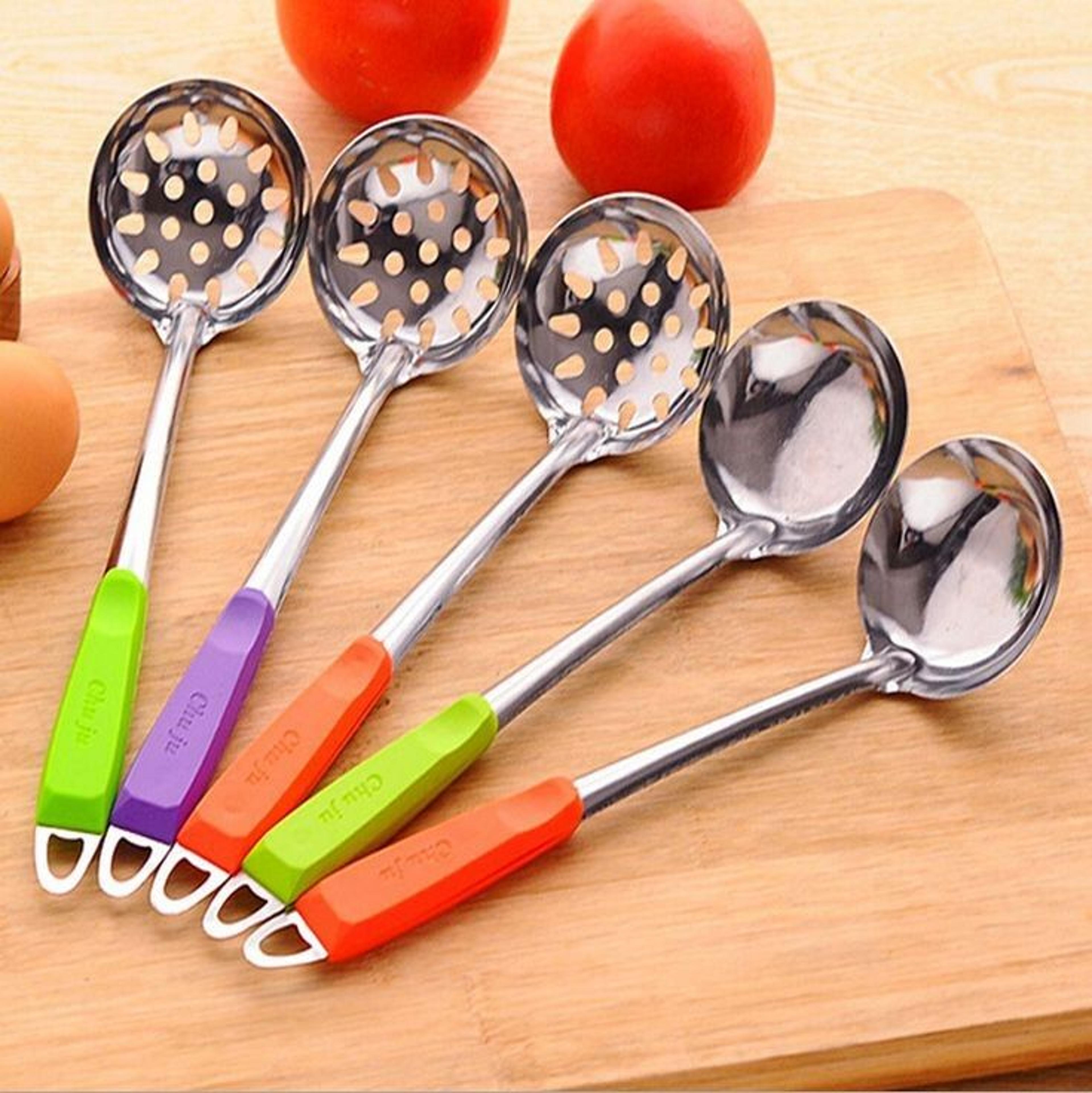 premium stainless-steel long-handle ramen & hot-pot skimmer spoon – kitchen colander ladle for noodles & soup