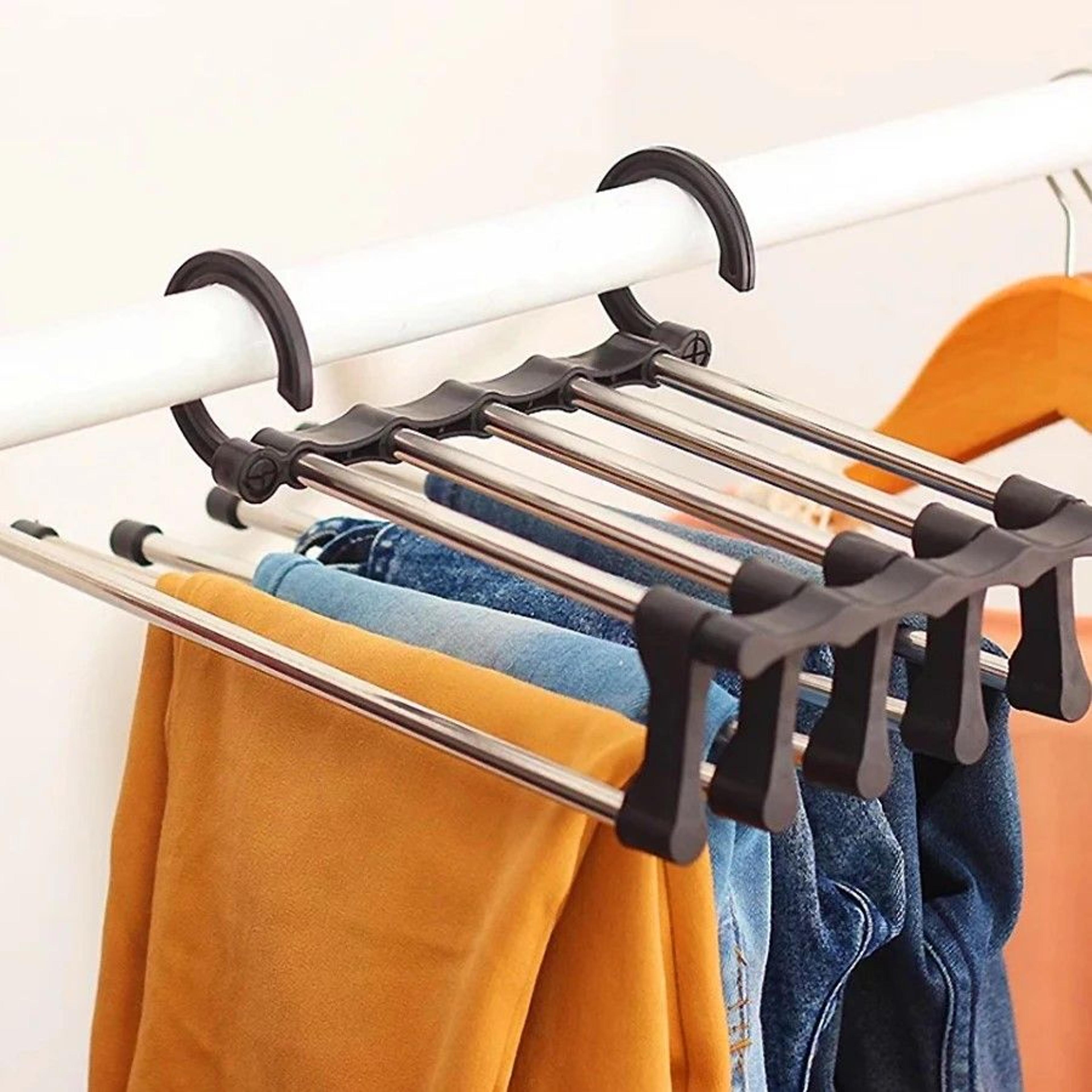 smartspace multi-layer folding pants rack & wardrobe clip organizer