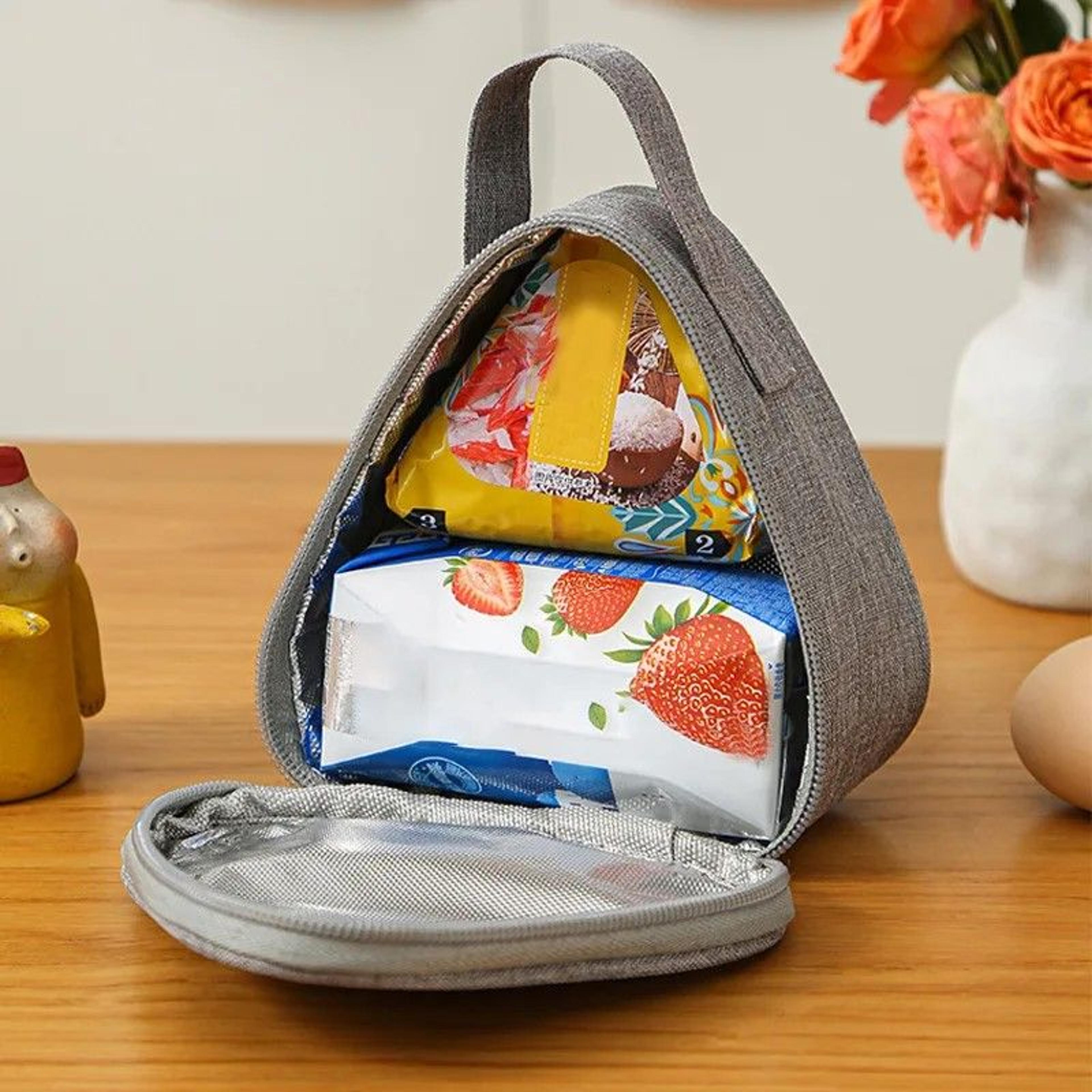 compact insulated triangular lunch bag – portable aluminum-foil dinner tote