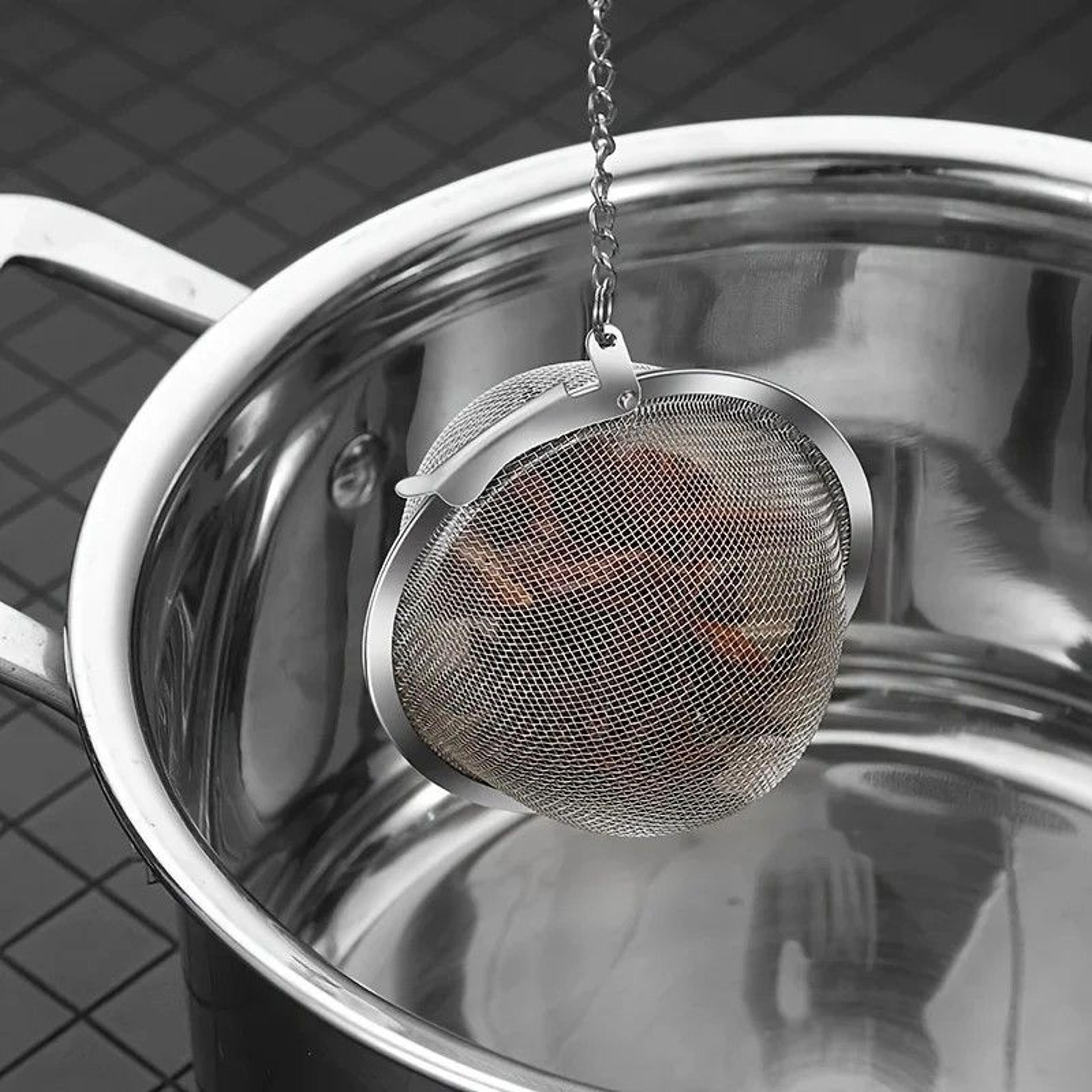 premium 304 food-grade stainless steel tea & soup infuser ball with chain hook