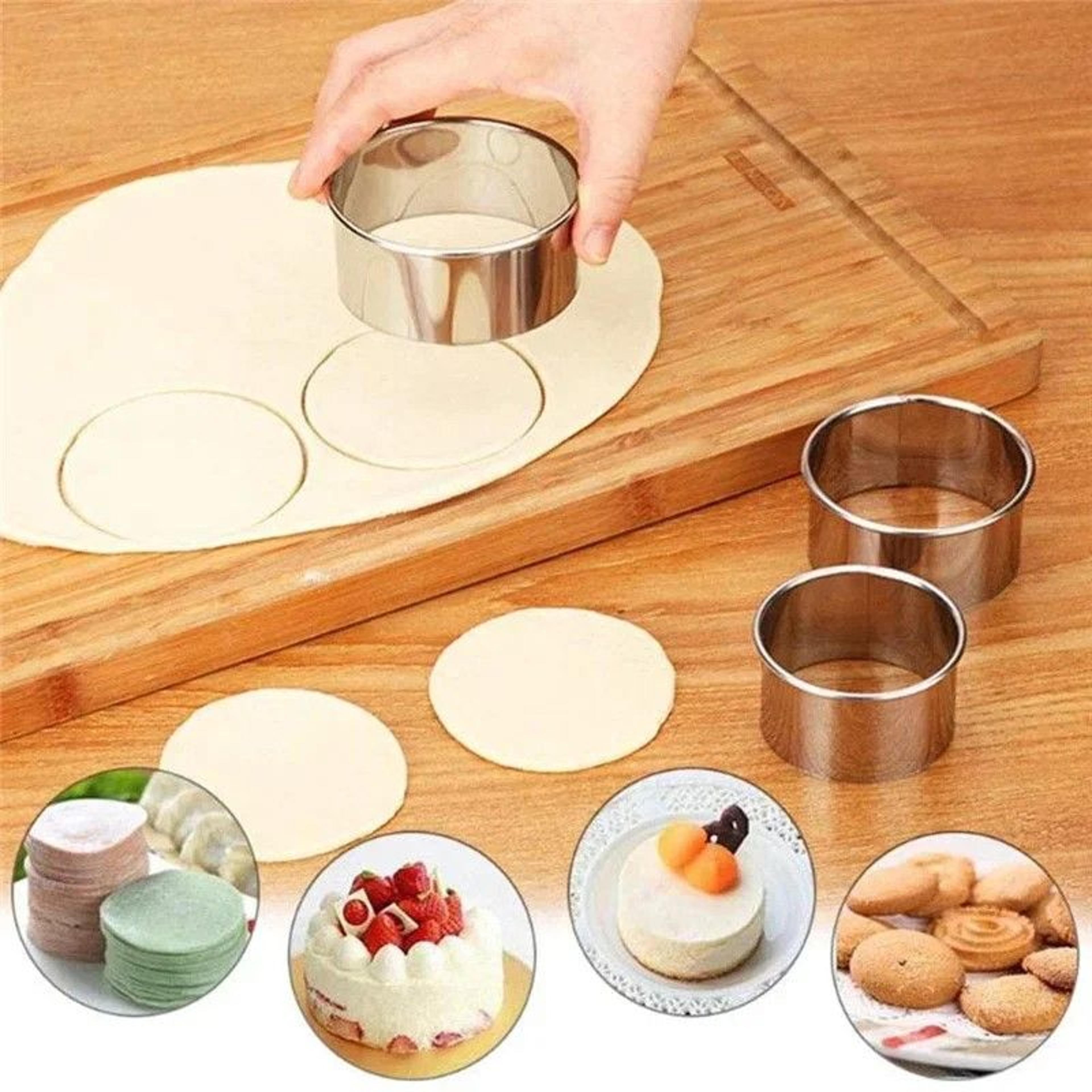 premium stainless steel round biscuit & dumpling cutter – 5-piece set (diy pastry & dough ring mold)