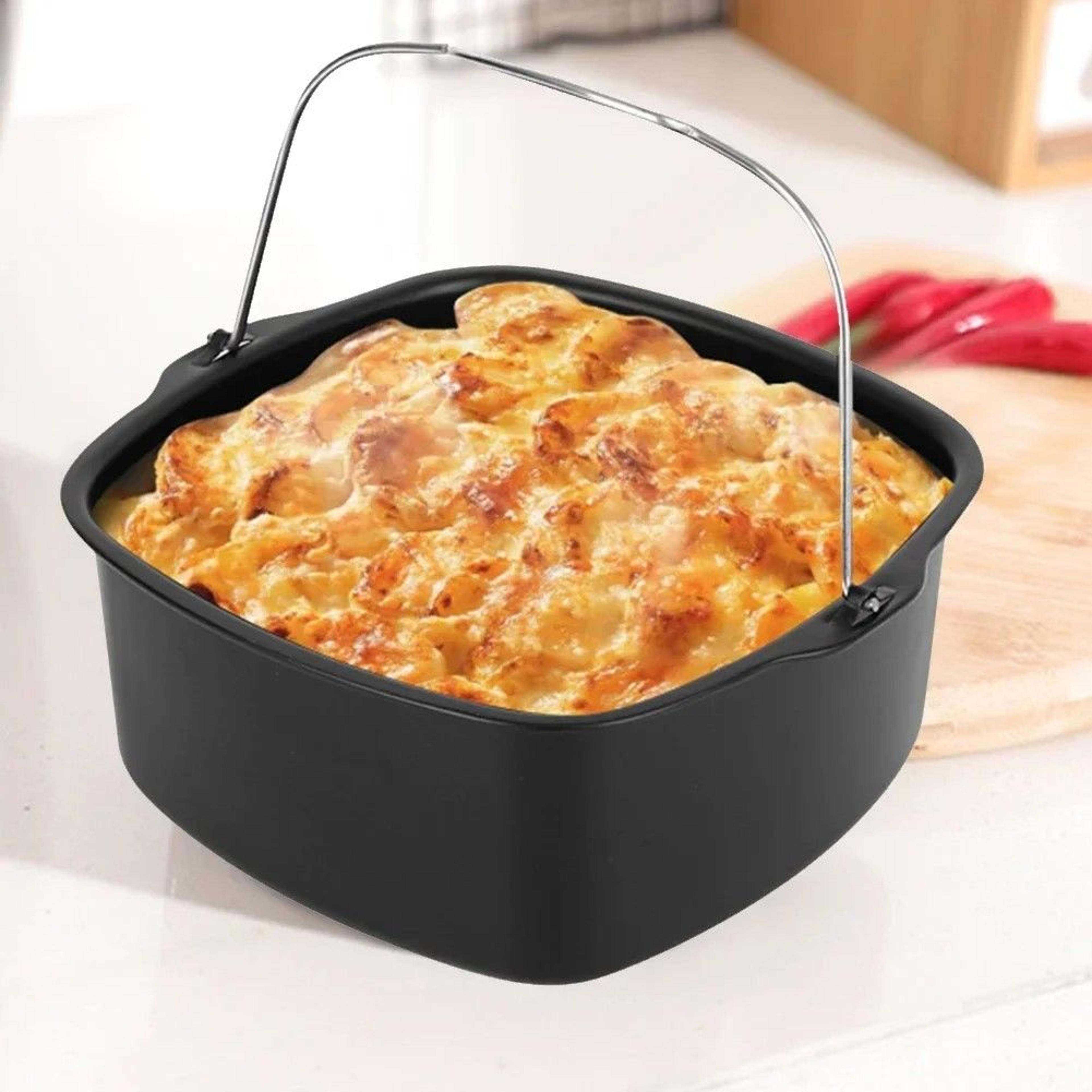 airfryer easy bake non-stick tray & basket set, premium cake & baking pan for air fryer accessories