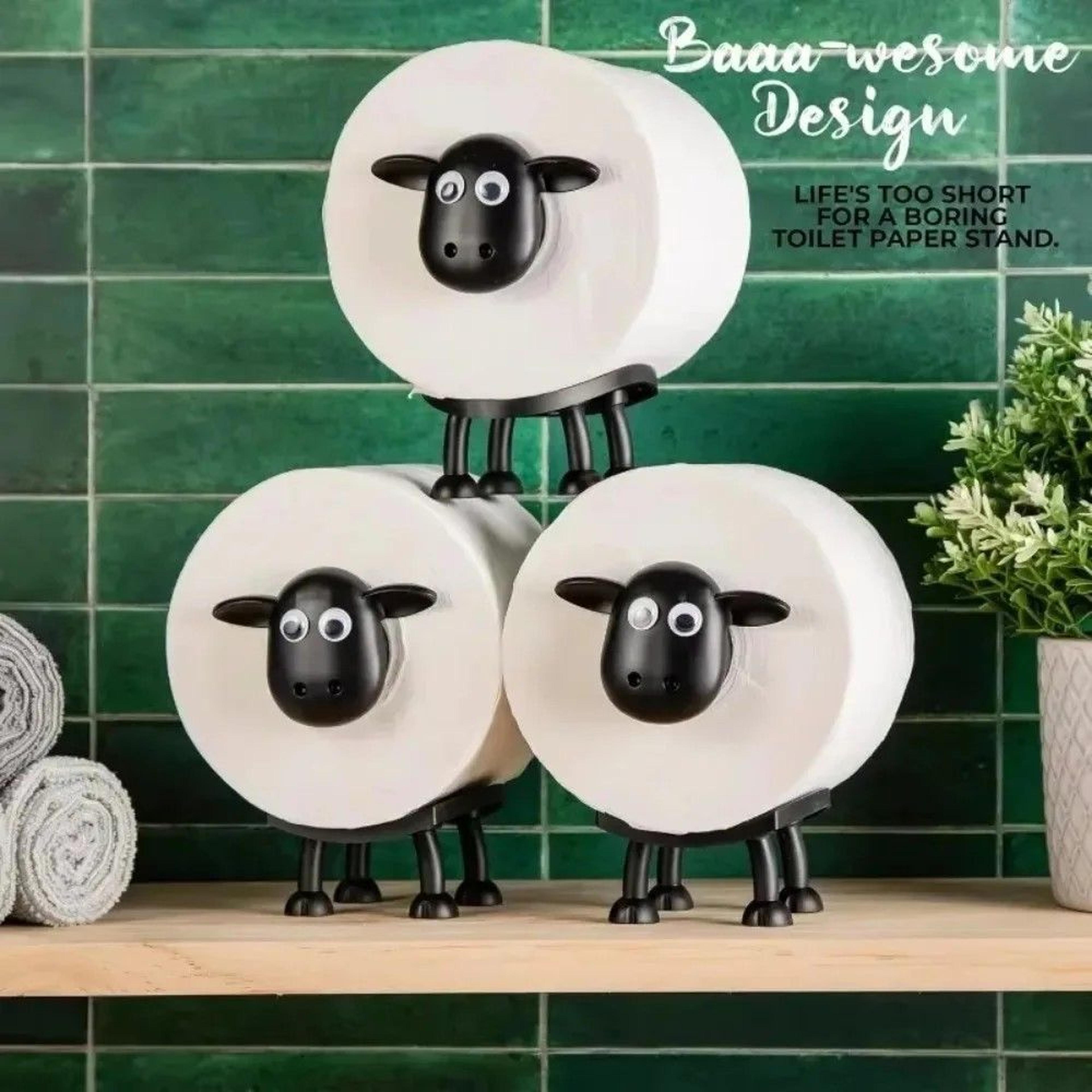 sheepy stand-up toilet paper holder – whimsical freestanding sheep toilet paper holder & bathroom decor gift