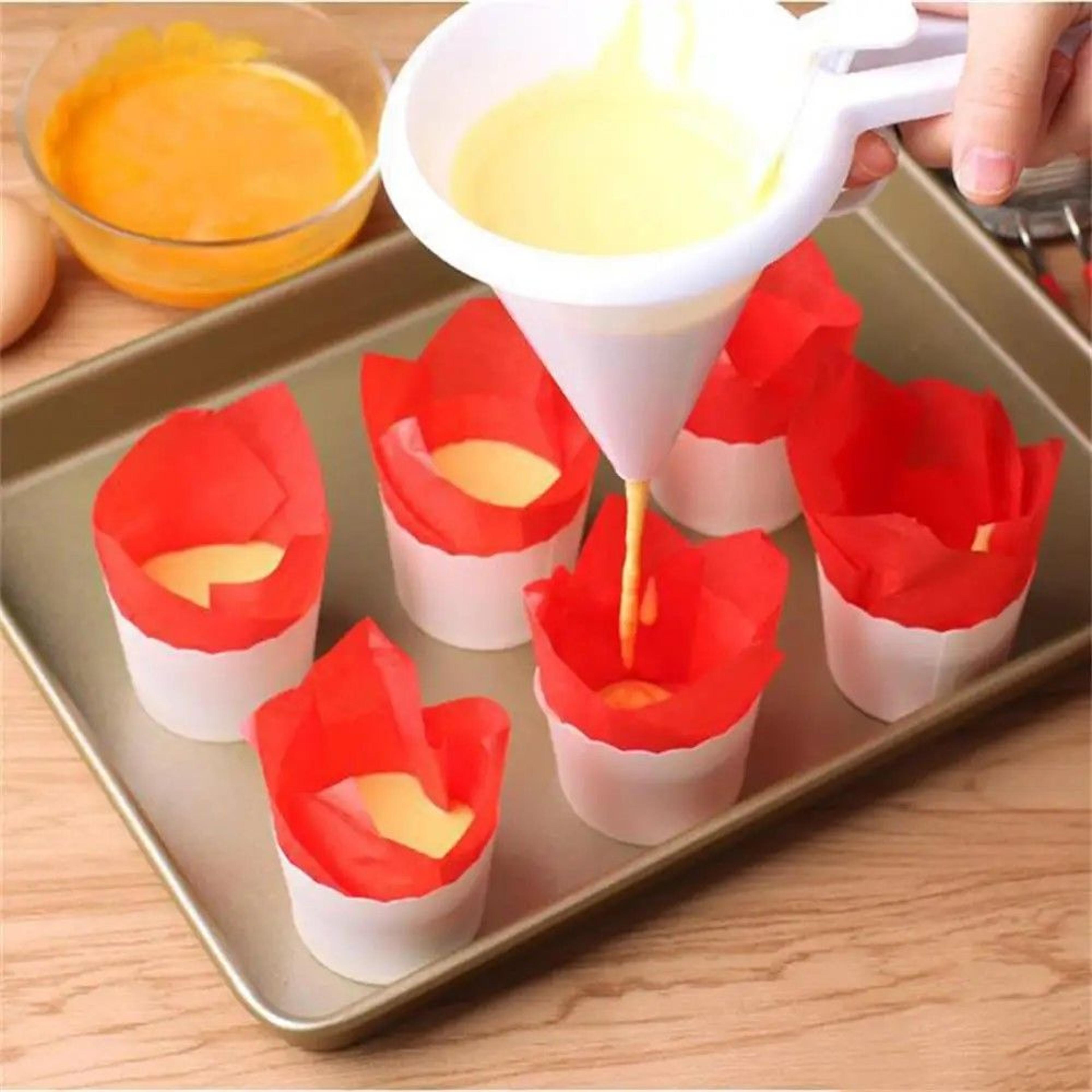 precisionflow baking funnel dispenser – adjustable batter & chocolate pouring tool