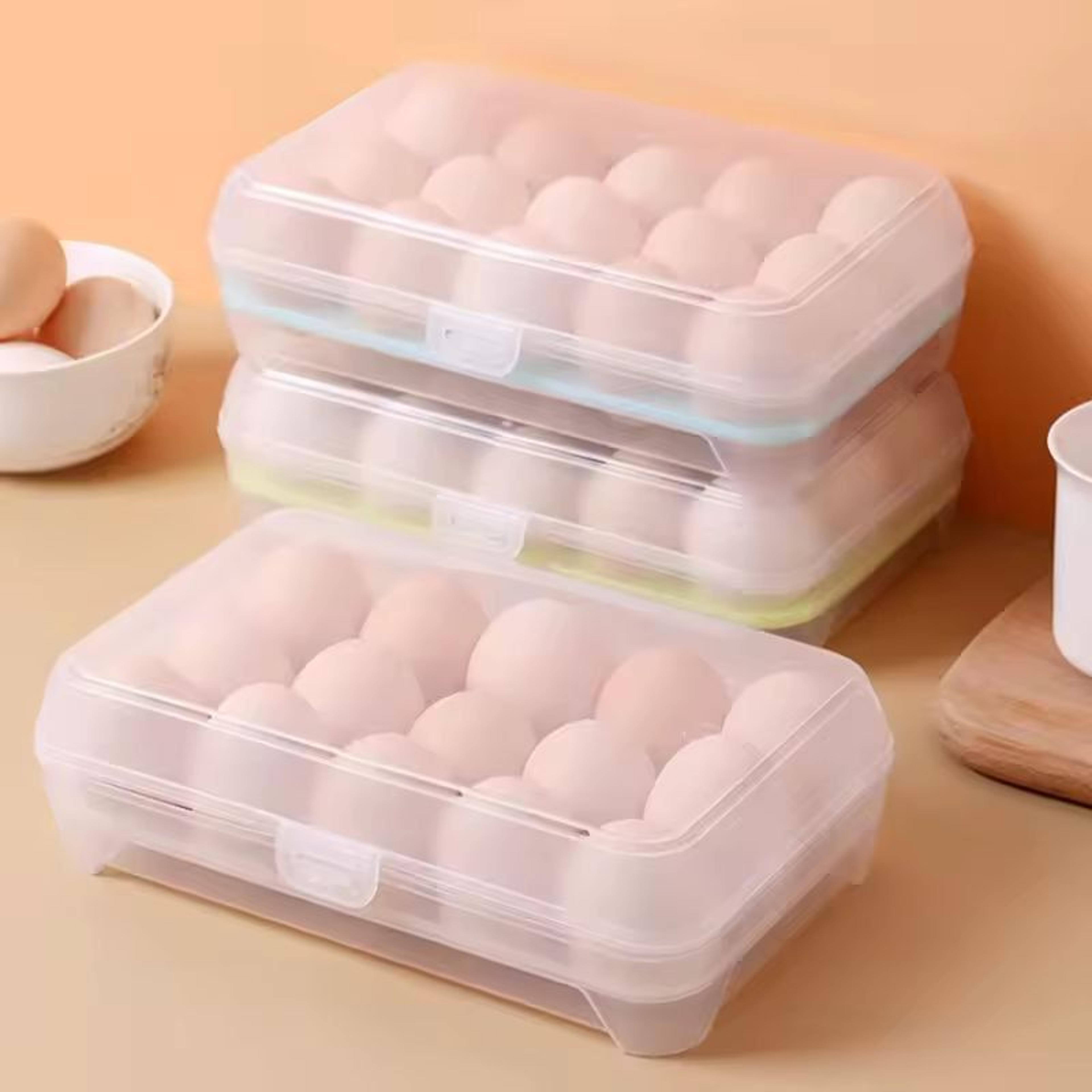 refrigerator egg storage box (15-grid) – stackable premium pp egg organizer tray