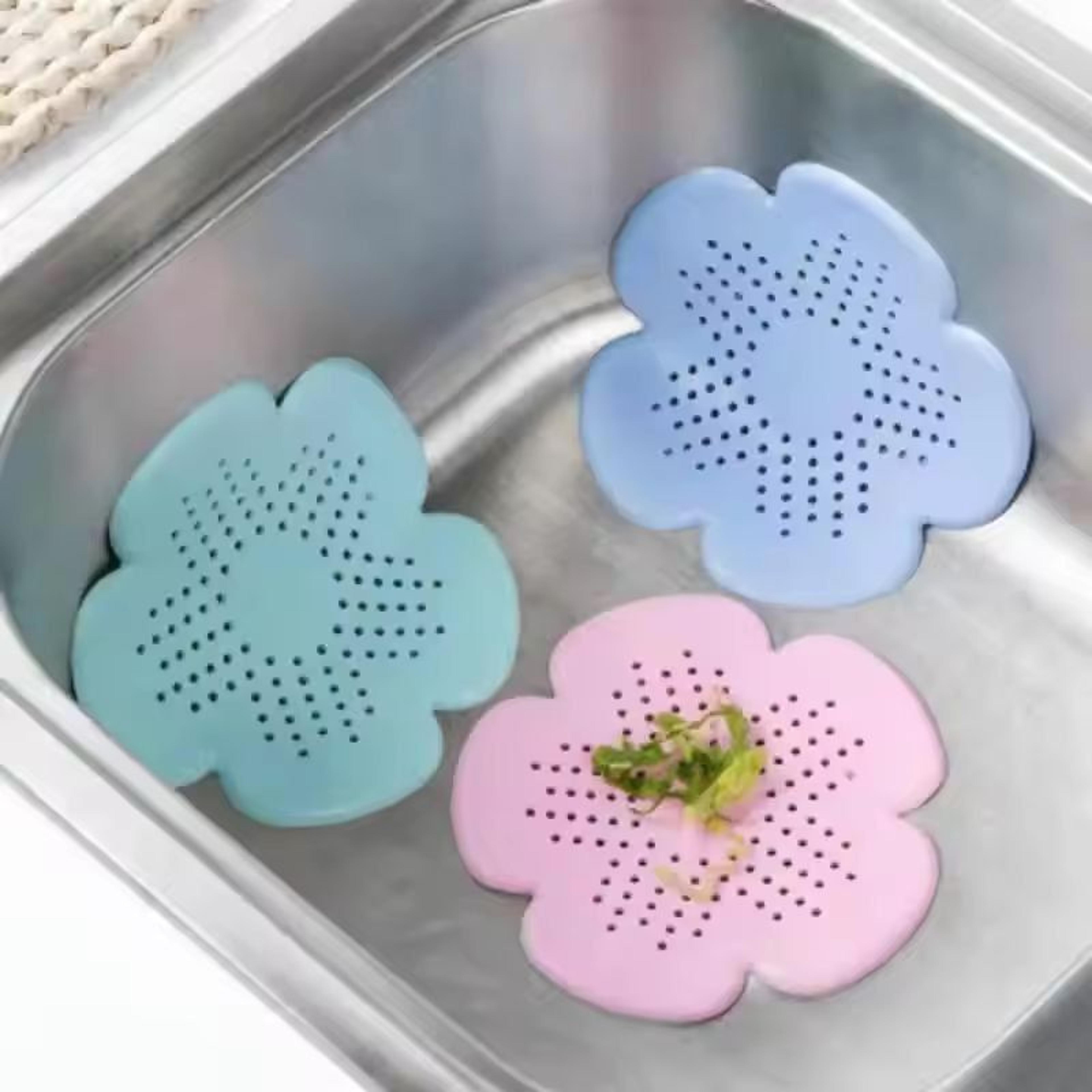 flower-edge tpr silicone sink drain strainer & plug – anti-clog filter for kitchen & bathroom