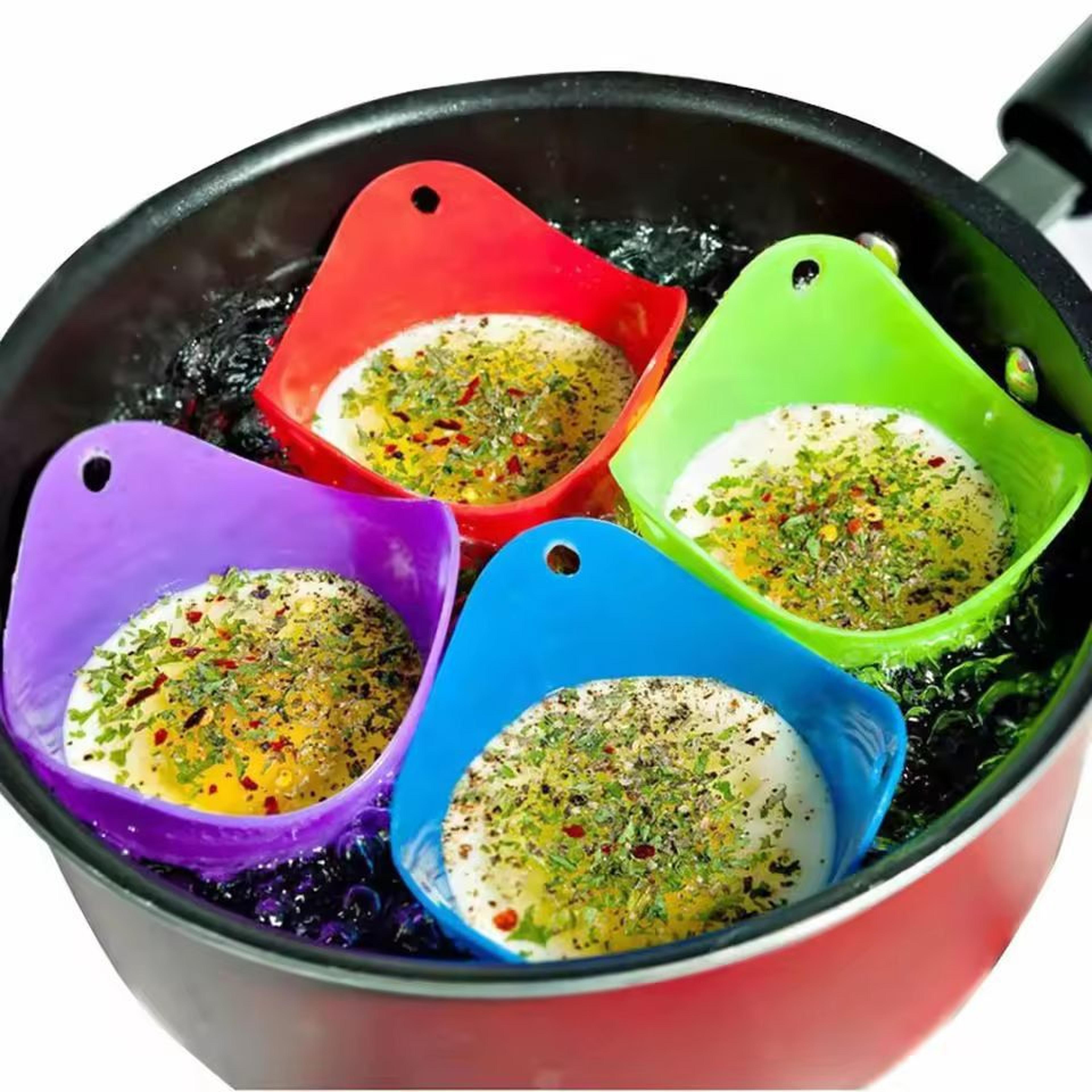 silicone egg poacher moulds – set of 1/2/4 for easy kitchen egg poaching & cooking tool