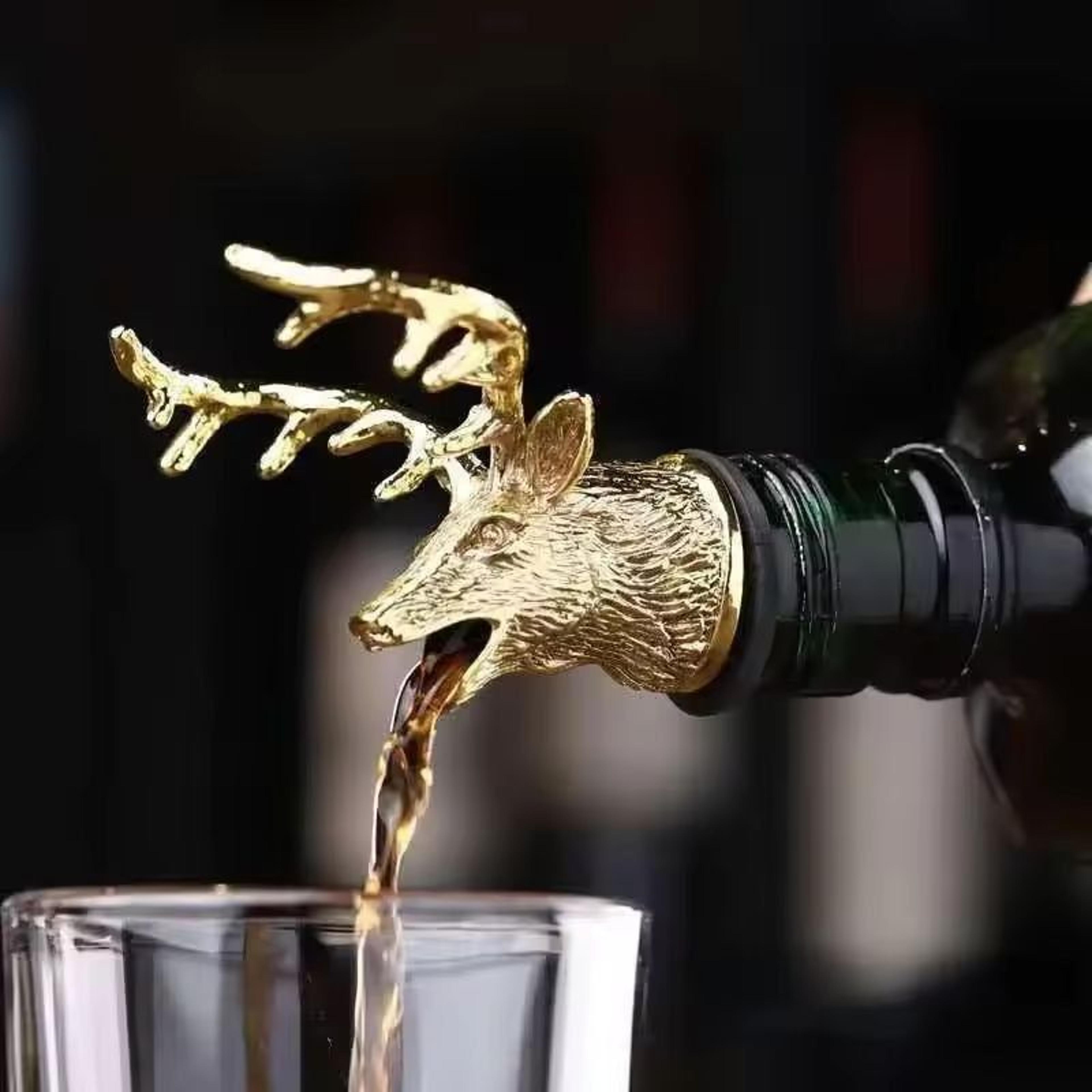 elegant deer head stainless steel wine & champagne bottle stopper – vacuum seal bar accessory
