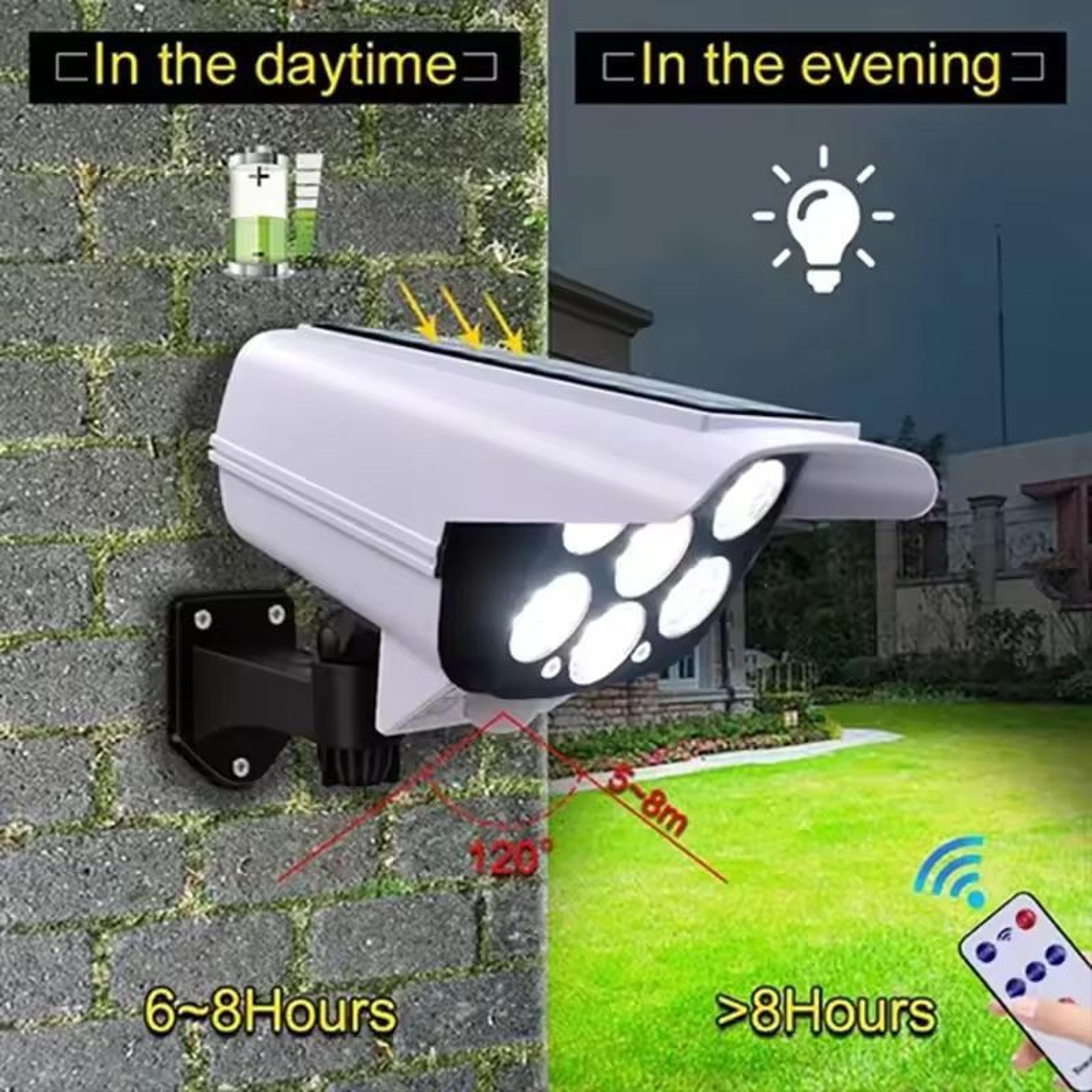 smartguard solar motion sensor light & dummy security camera (77 led outdoor security flood light)