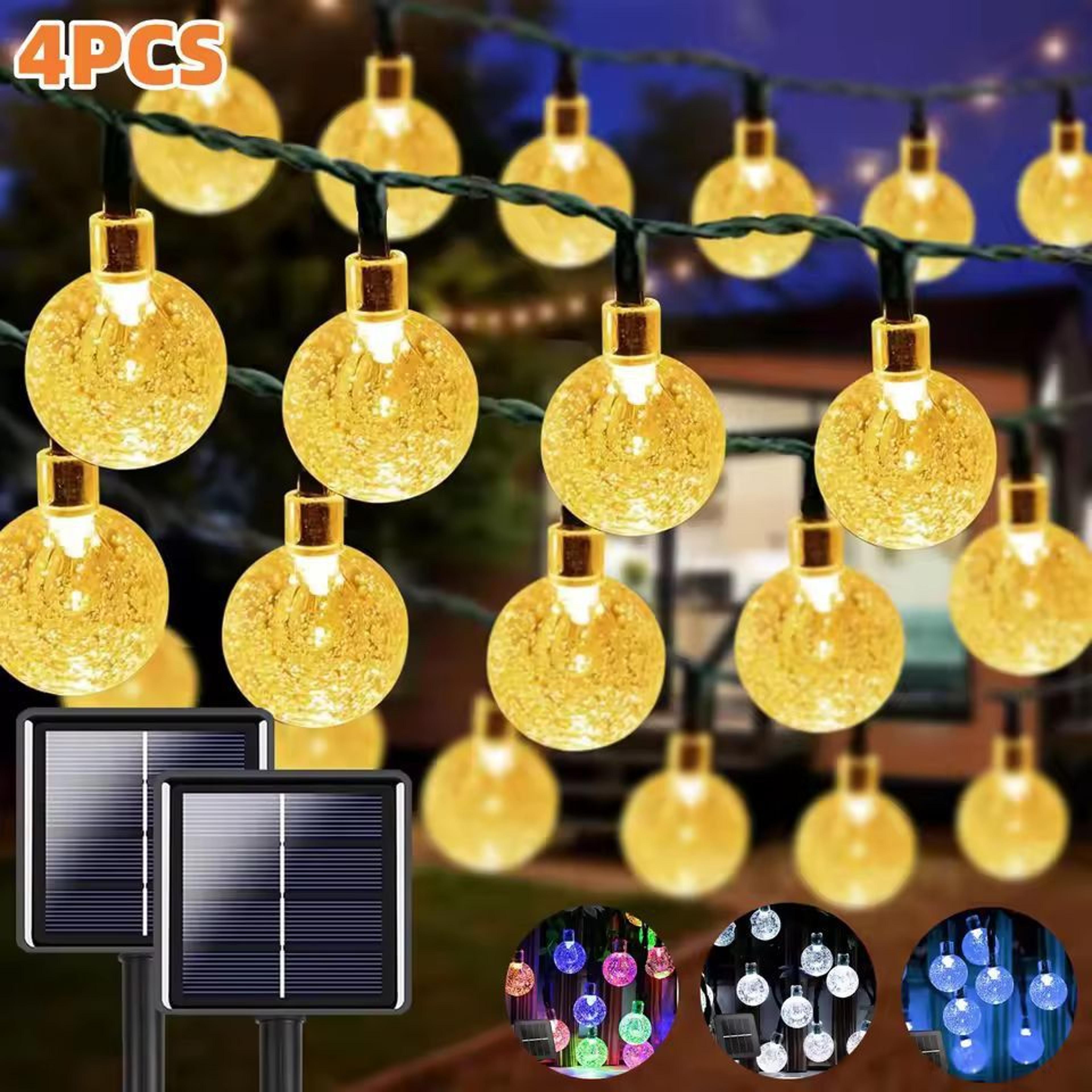 luminous glow solar crystal globe string lights – outdoor 60 led 8-mode solar patio & garden decor