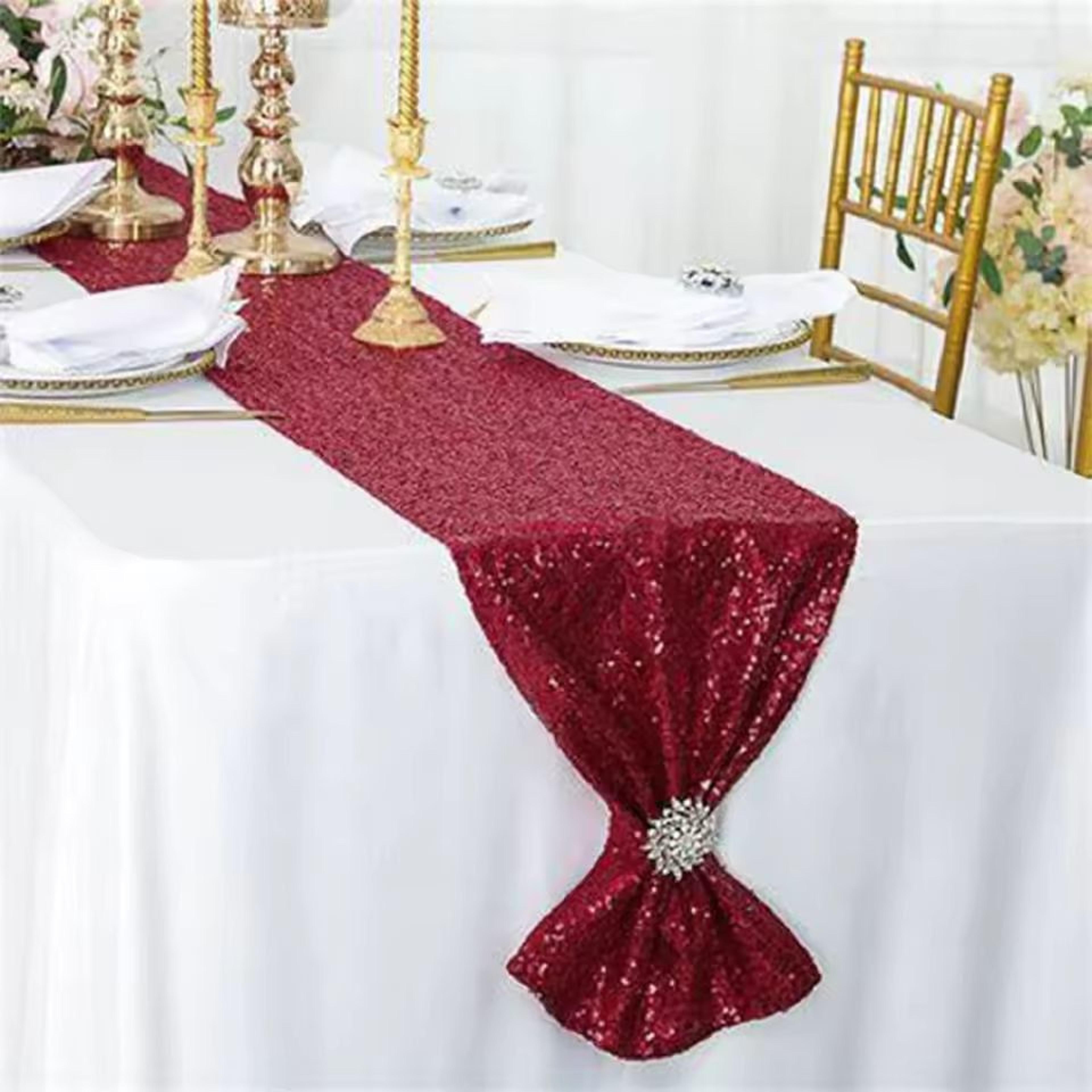 glitter shine sequin table runner 30by180 cm – sparkling party & wedding table decor