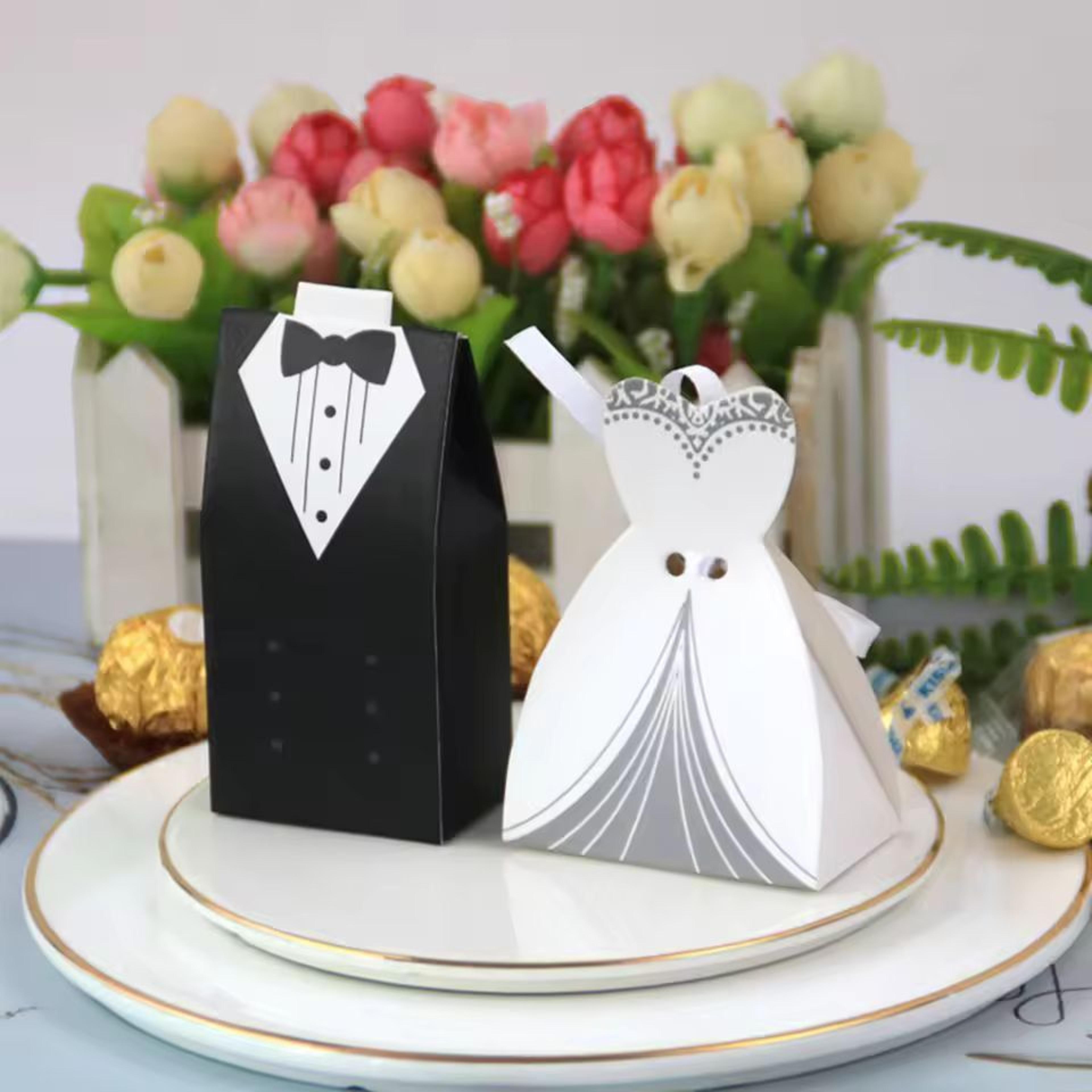elegant bride & groom candy boxes – 50 piece wedding favor set