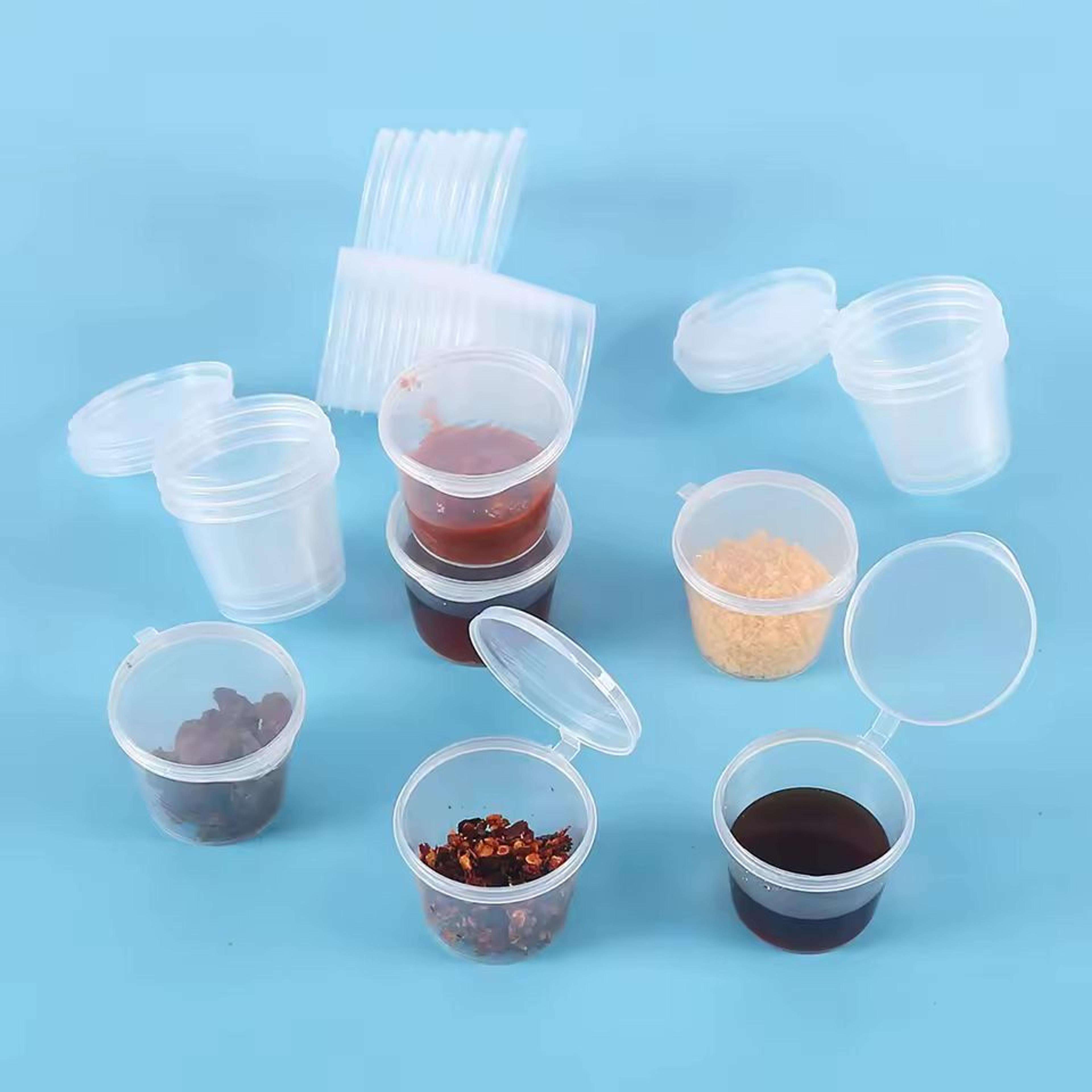 clear disposable sauce cups with lids - 25 ml portion / souffle dipping cups (20-pack)