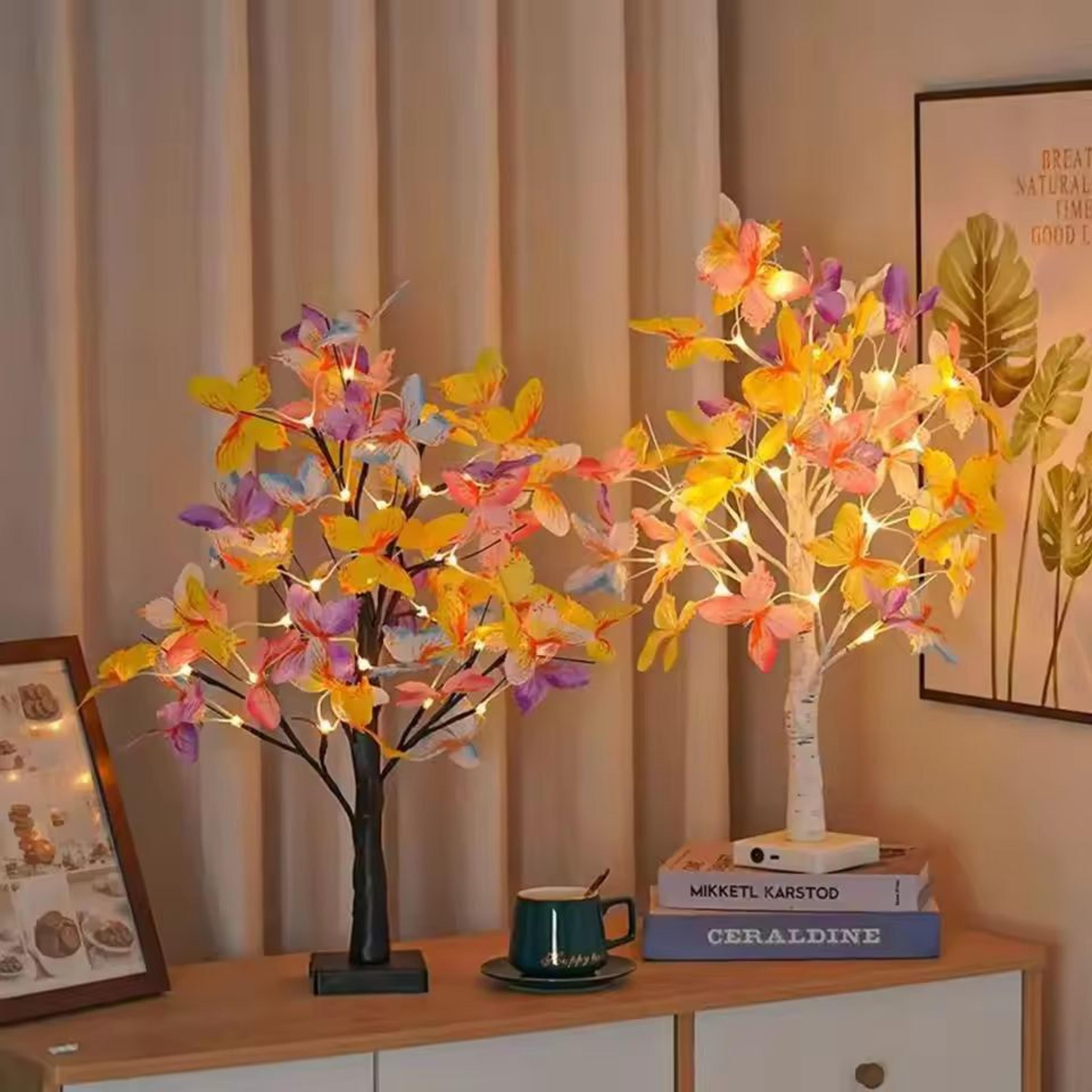 elegant birch butterfly tree lamp, 24-led decorative light for cozy home & holiday decor