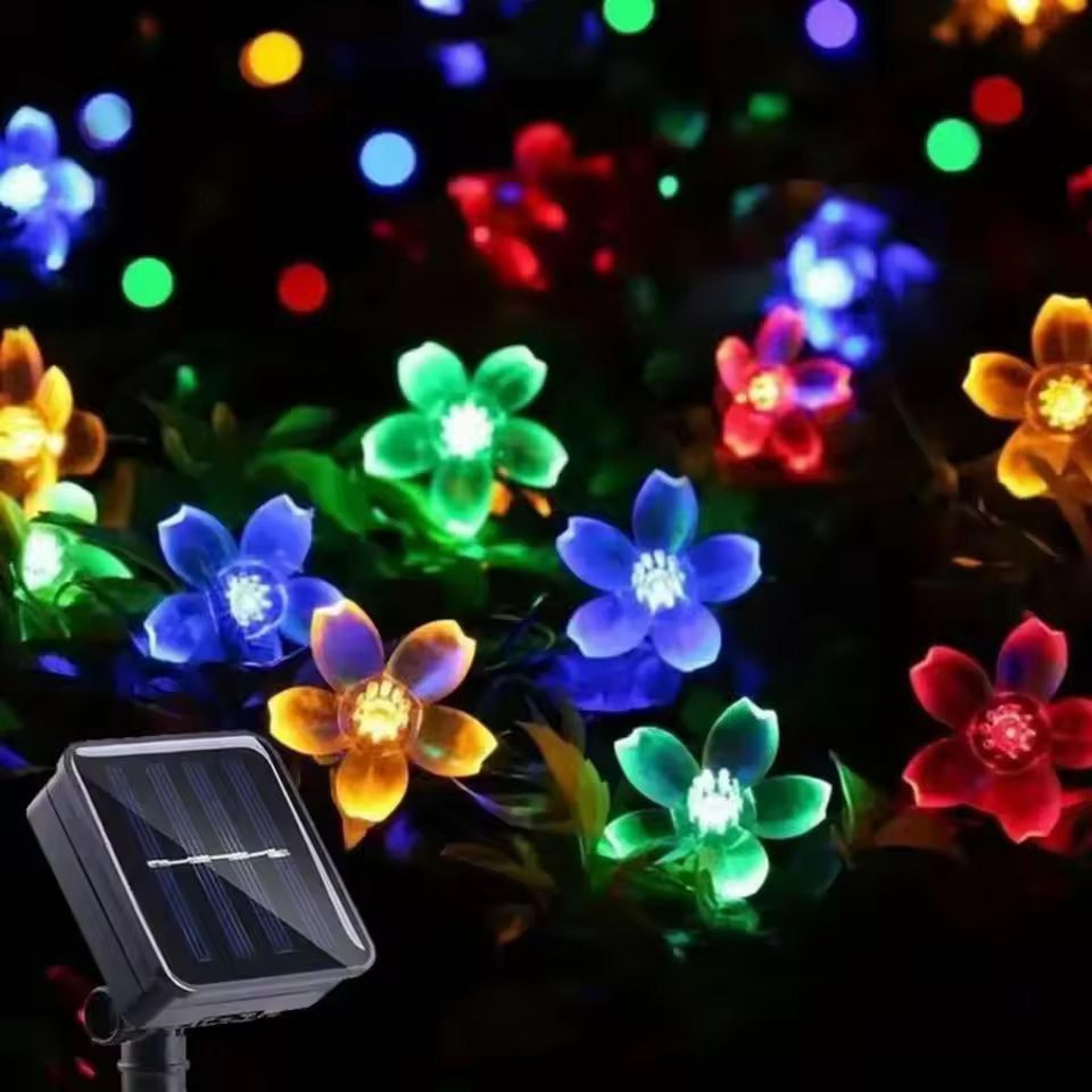 solar blossom garden lights, waterproof cherry blossom led outdoor string lights