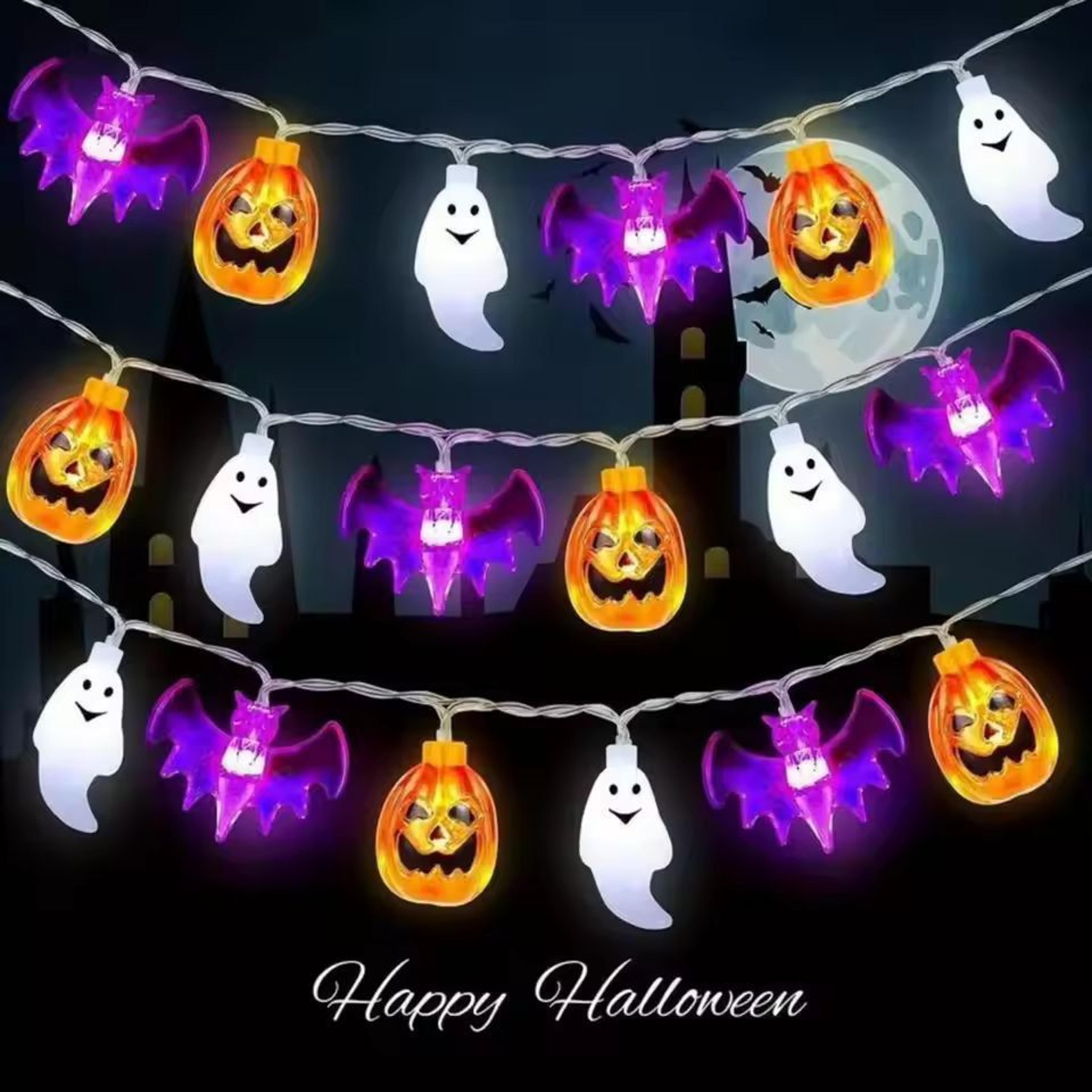spookyglow 3d pumpkin-bat-ghost halloween string lights (battery-operated halloween decoration)