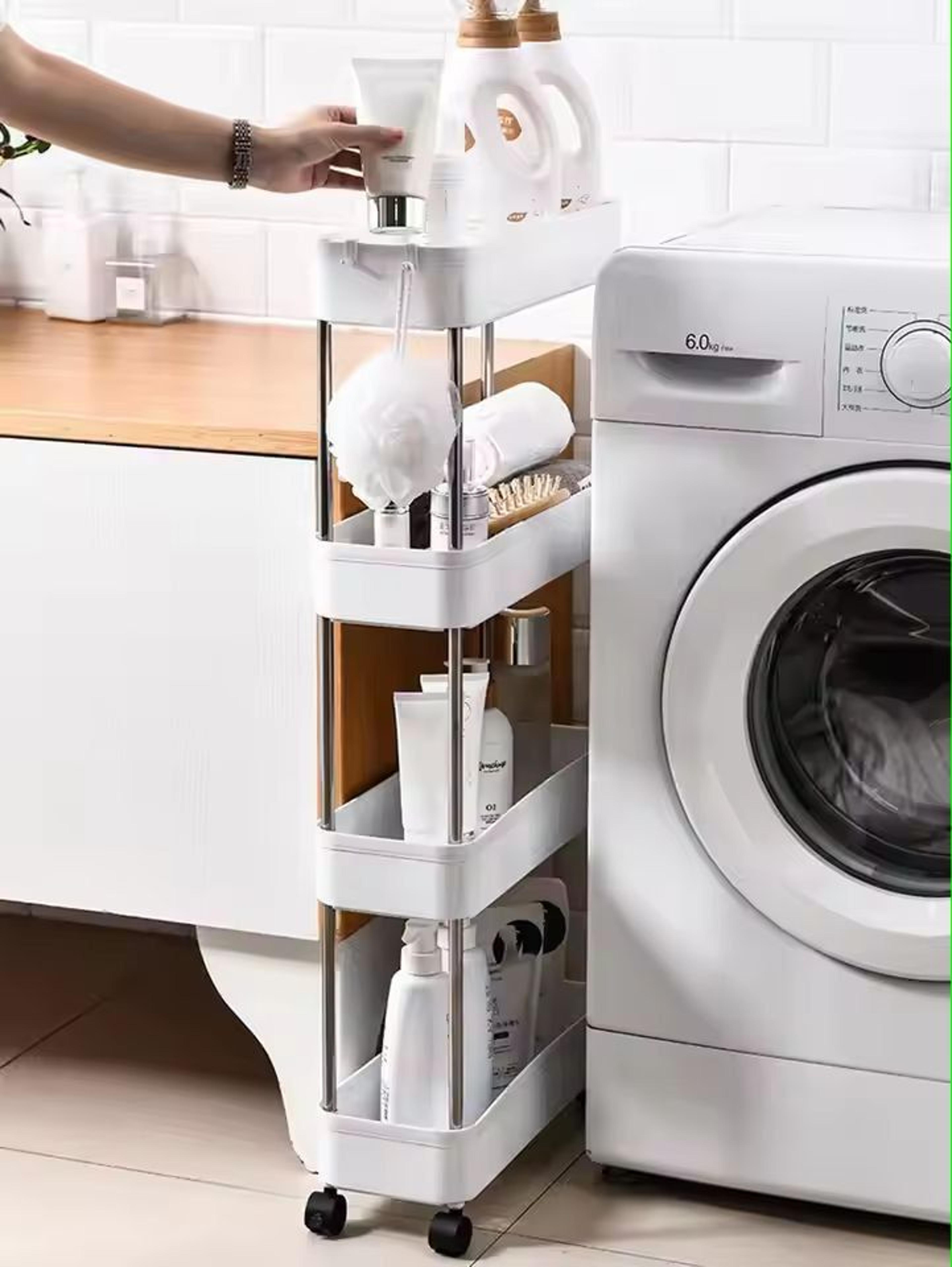 slimroll multi-tier rolling utility cart, space-saving mobile storage rack for kitchen, bathroom & living room