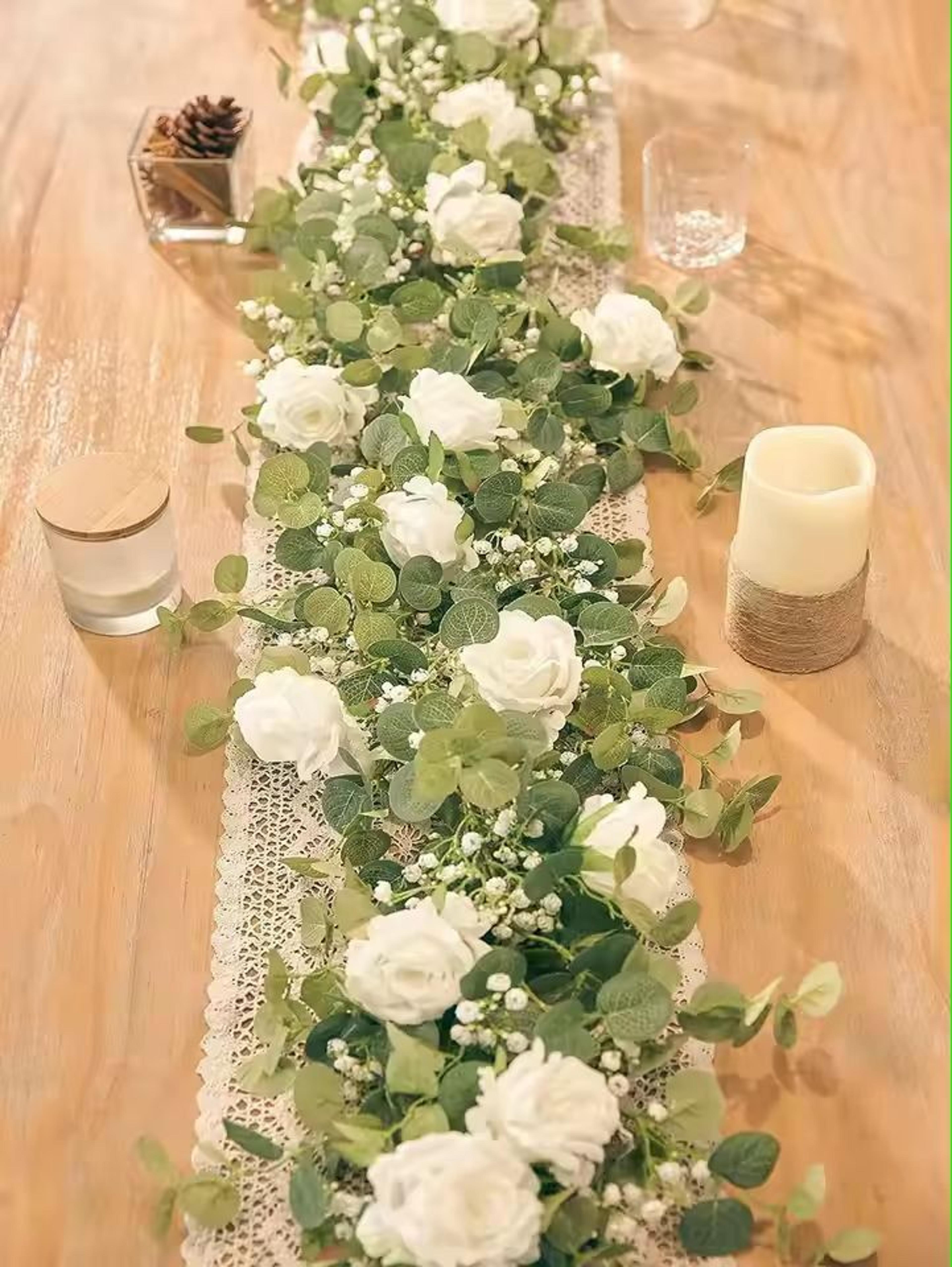 evergreen eucalyptus & rose garland – 5.9 ft faux floral vine for home, wedding & party decor