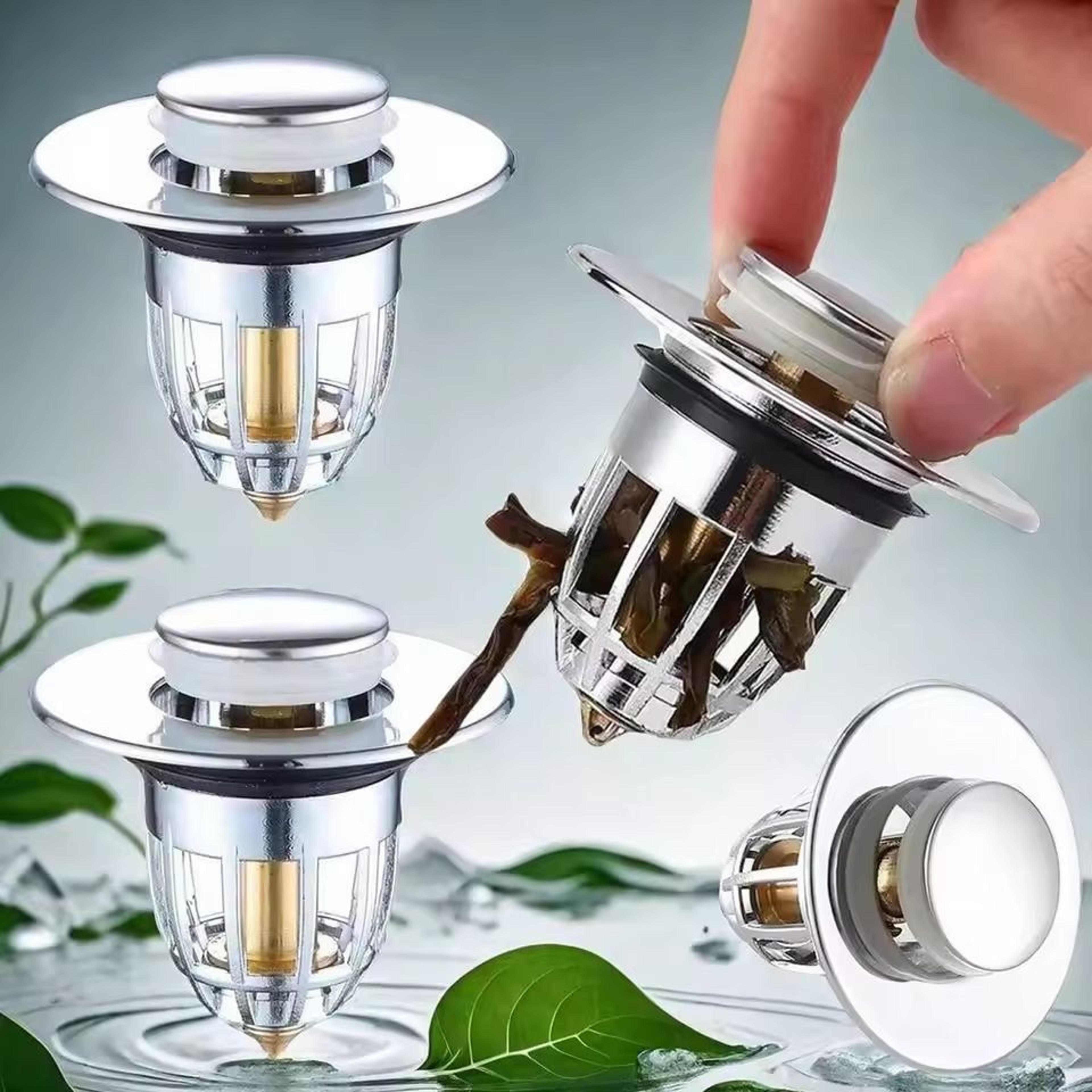 premium universal pop-up sink drain stopper with built-in hair catcher