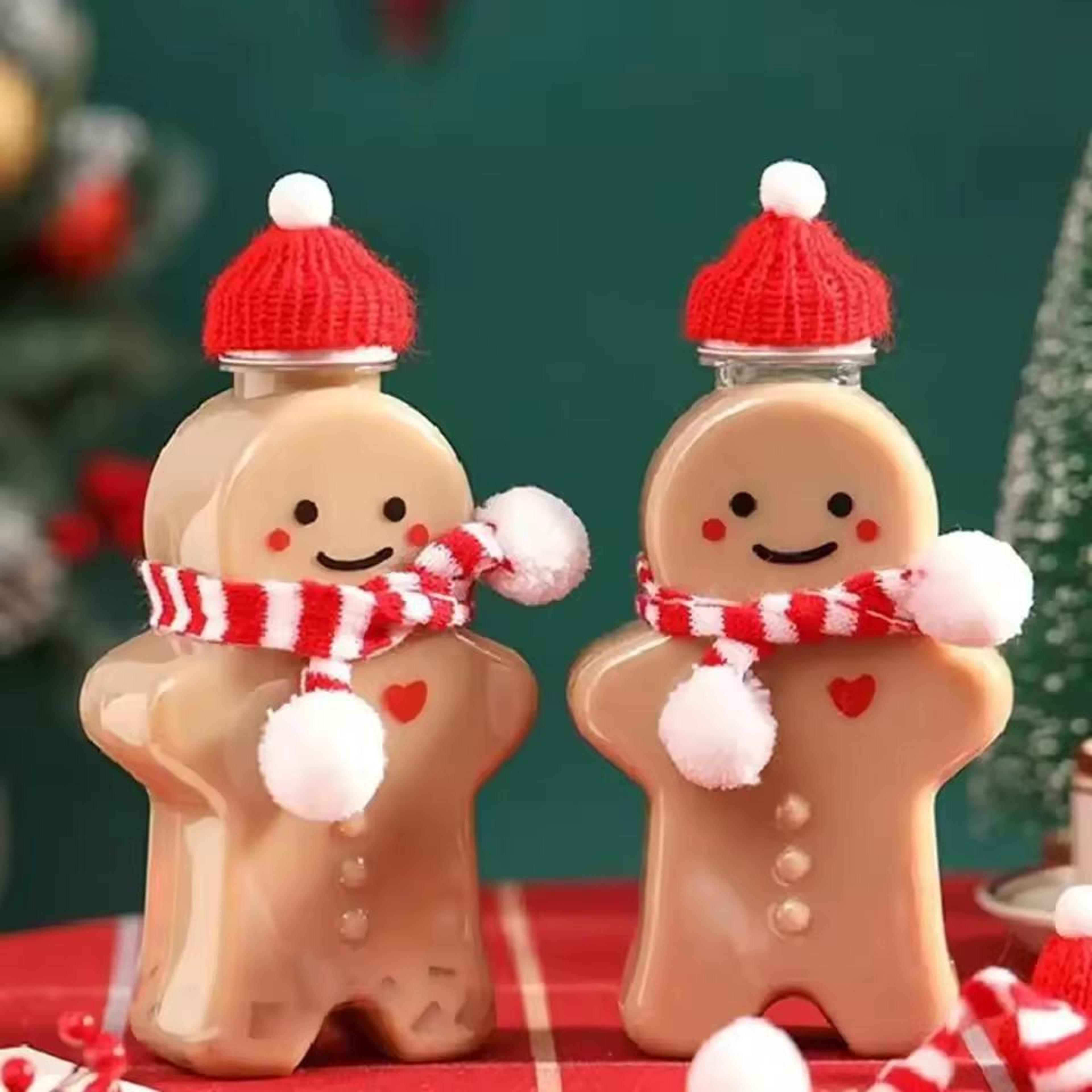 gingerbread-man christmas portable shaker bottle - 5-pack festive reusable drink bottles