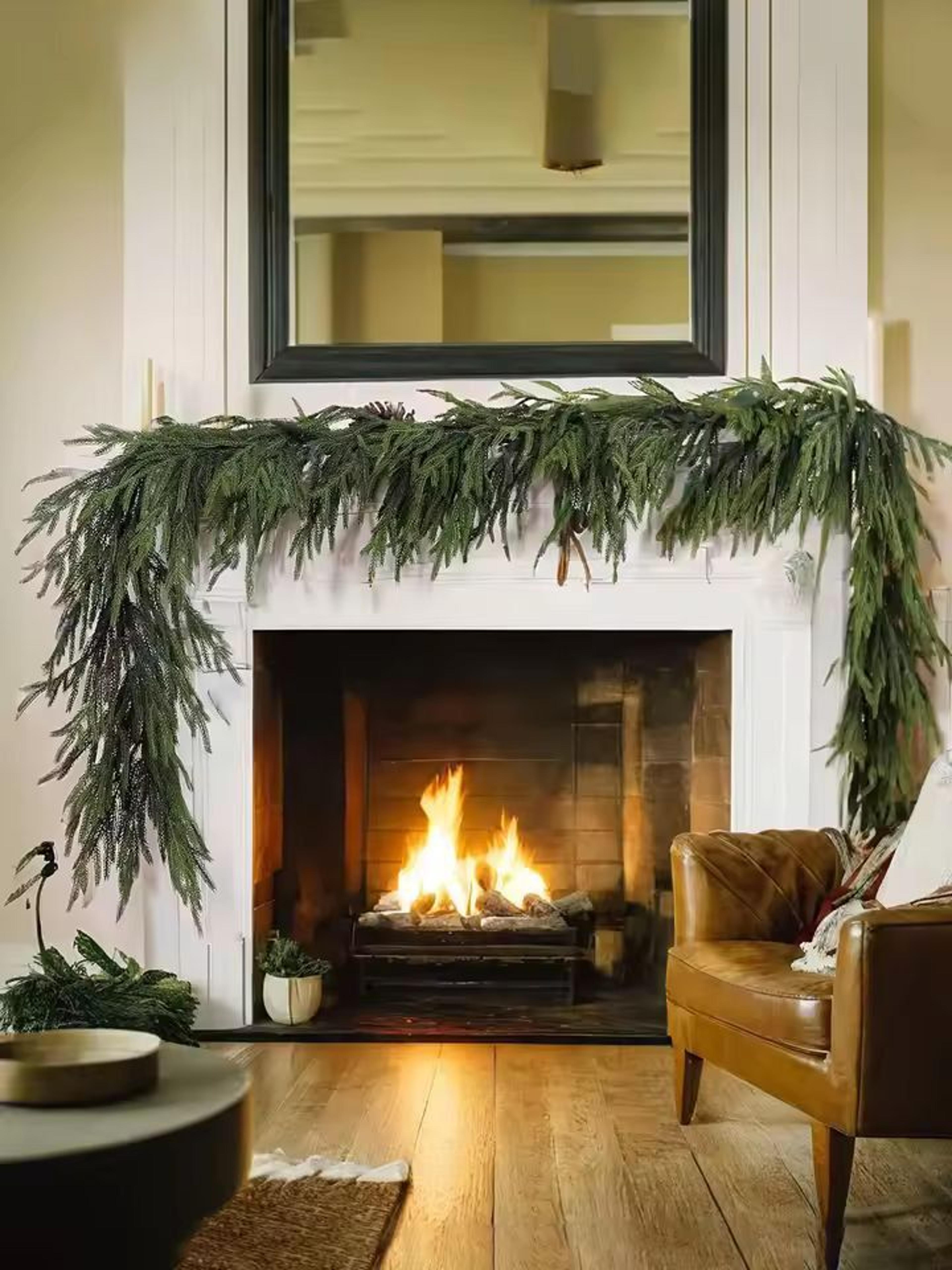 elegant norfolk pine christmas wreath - realistic artificial green garland for indoor & outdoor holiday decor