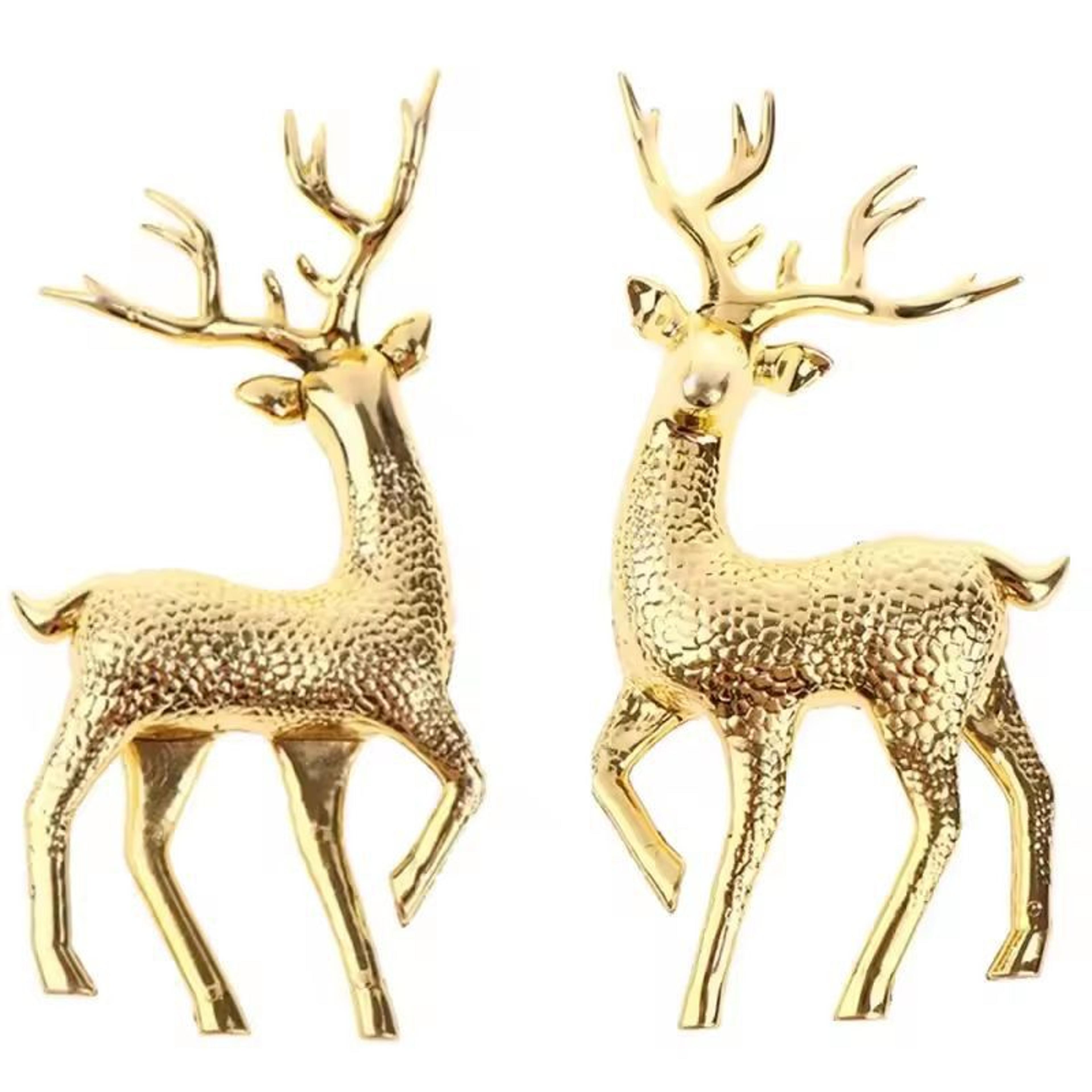 elegant gold deer statue - luxury reindeer figurines for living room & christmas decor
