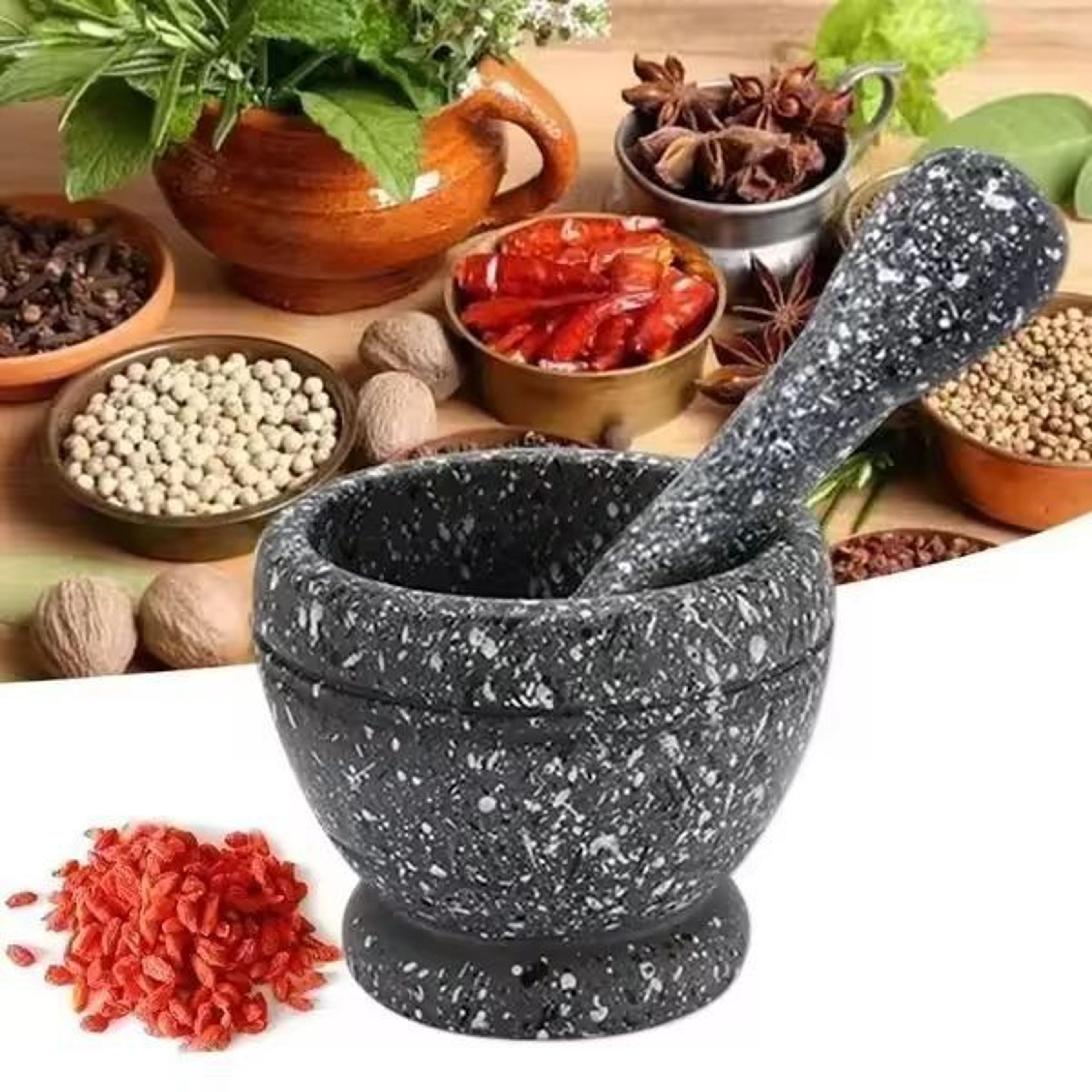 resin garlic & herb mortar and pestle set - premium spice grinder bowl