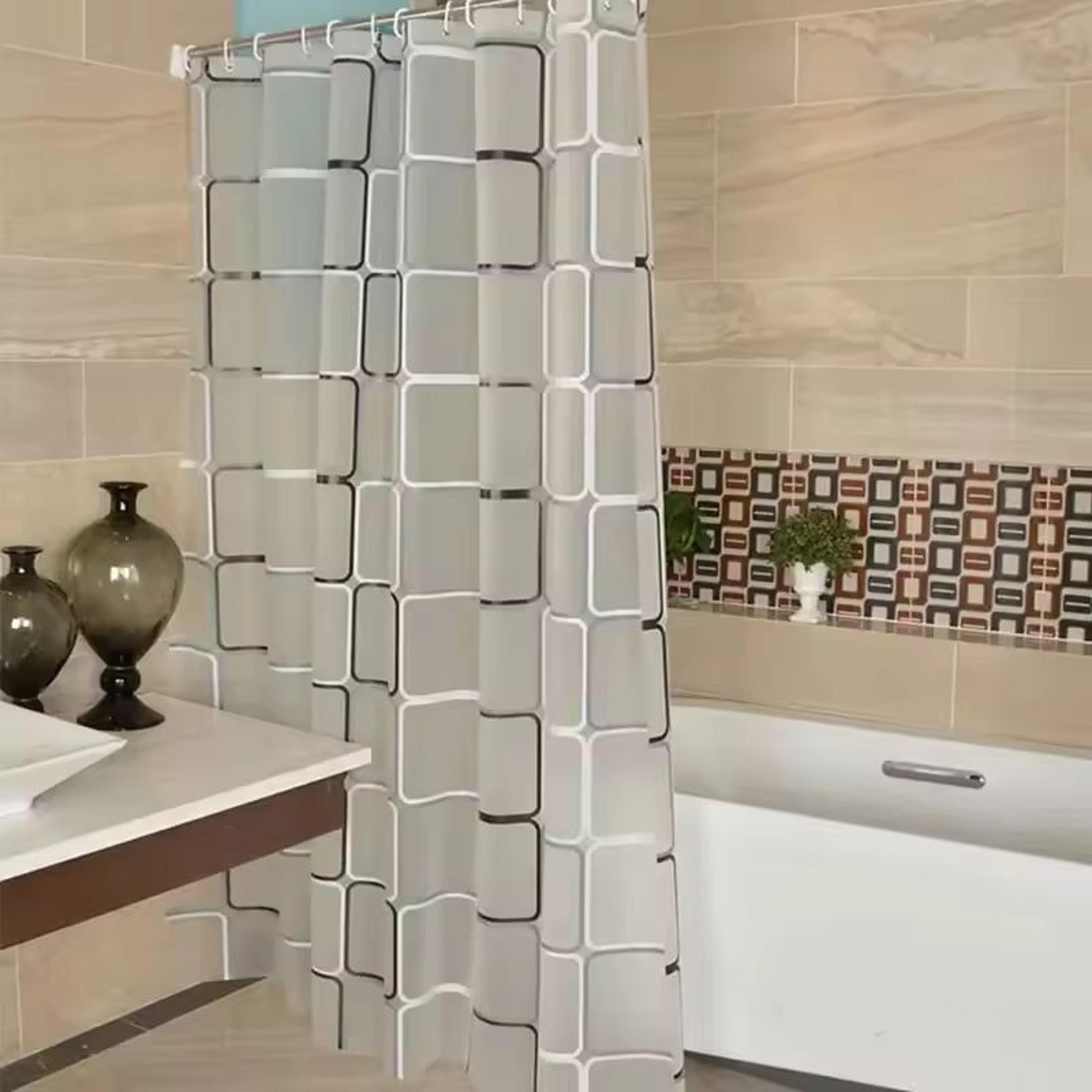 modern geometric waterproof shower curtain – farmhouse style bath curtain