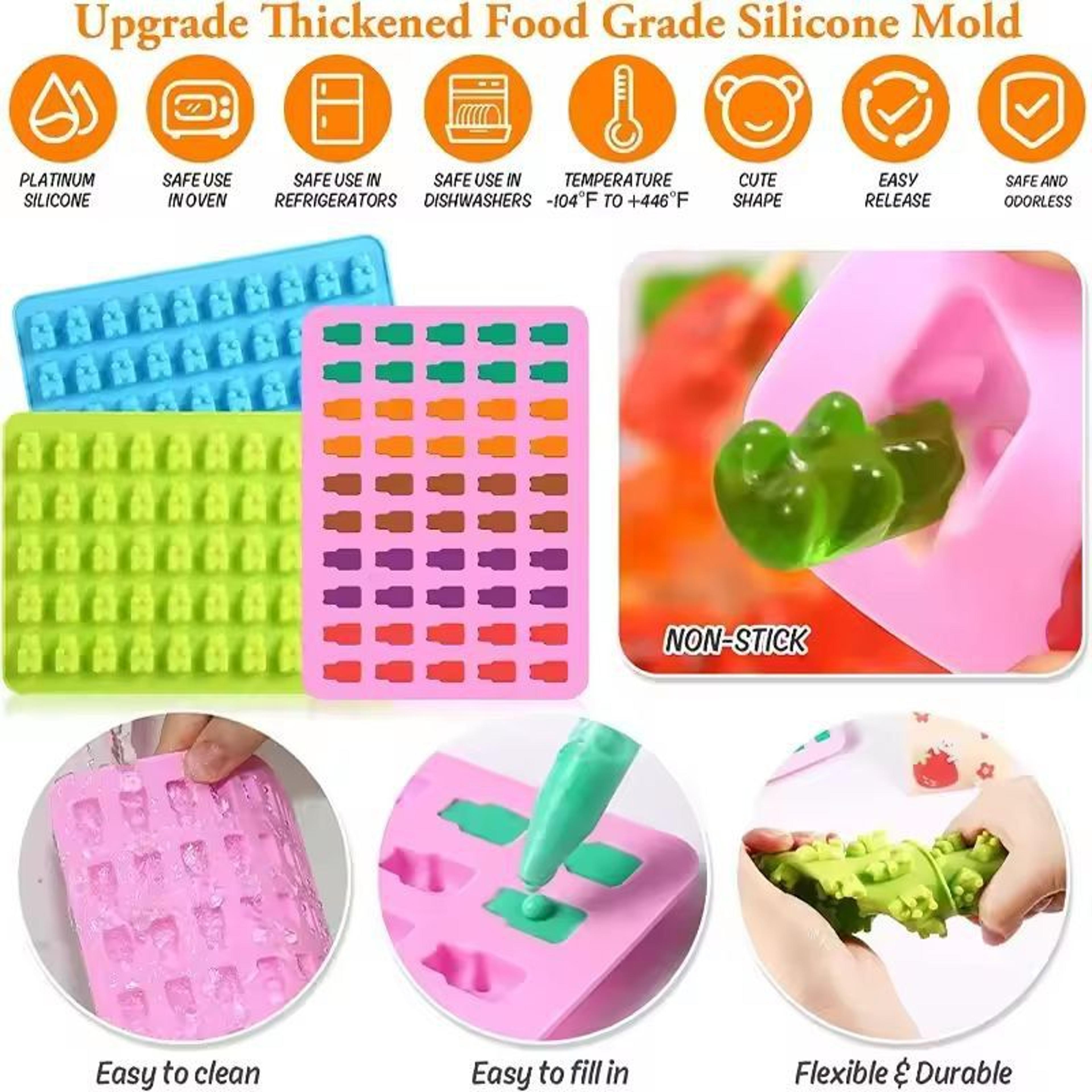 silicone 50-cavity gummy bear mold - easy diy candy & chocolate kit