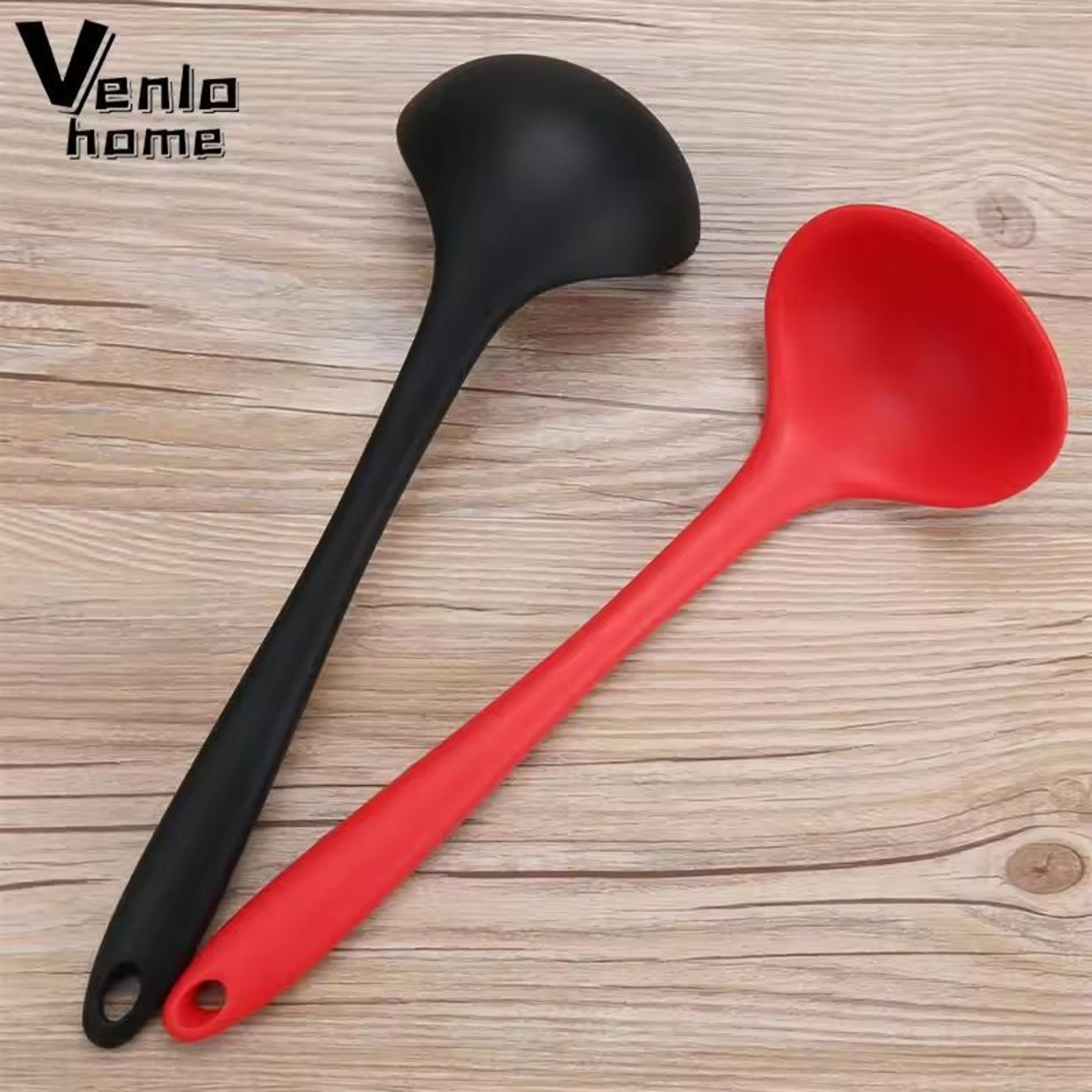 silicone flex-handle ladle – heat-resistant non-stick soup & sauce spoon