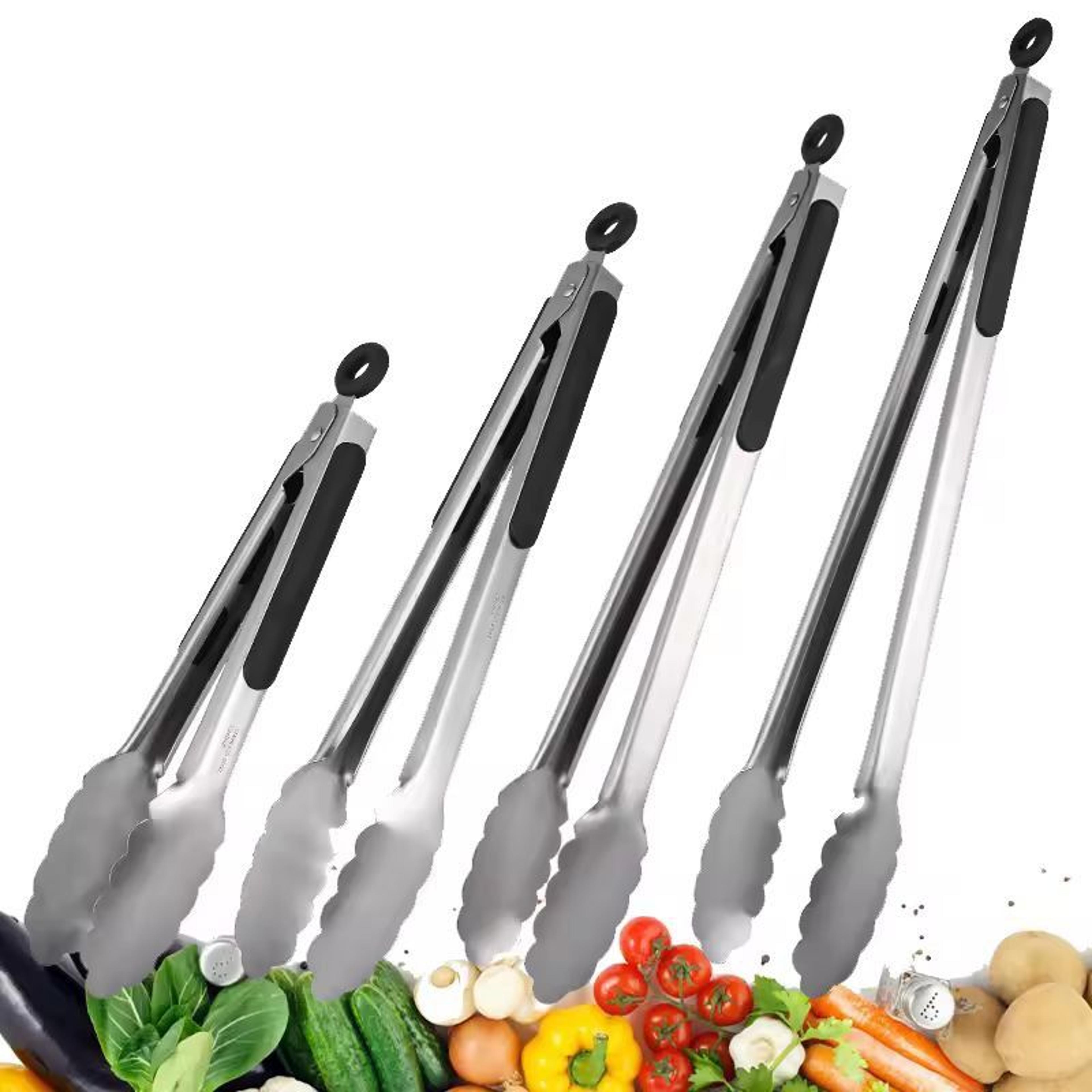 progrip stainless steel bbq & kitchen tongs – non-slip, heat-resistant food handling tool