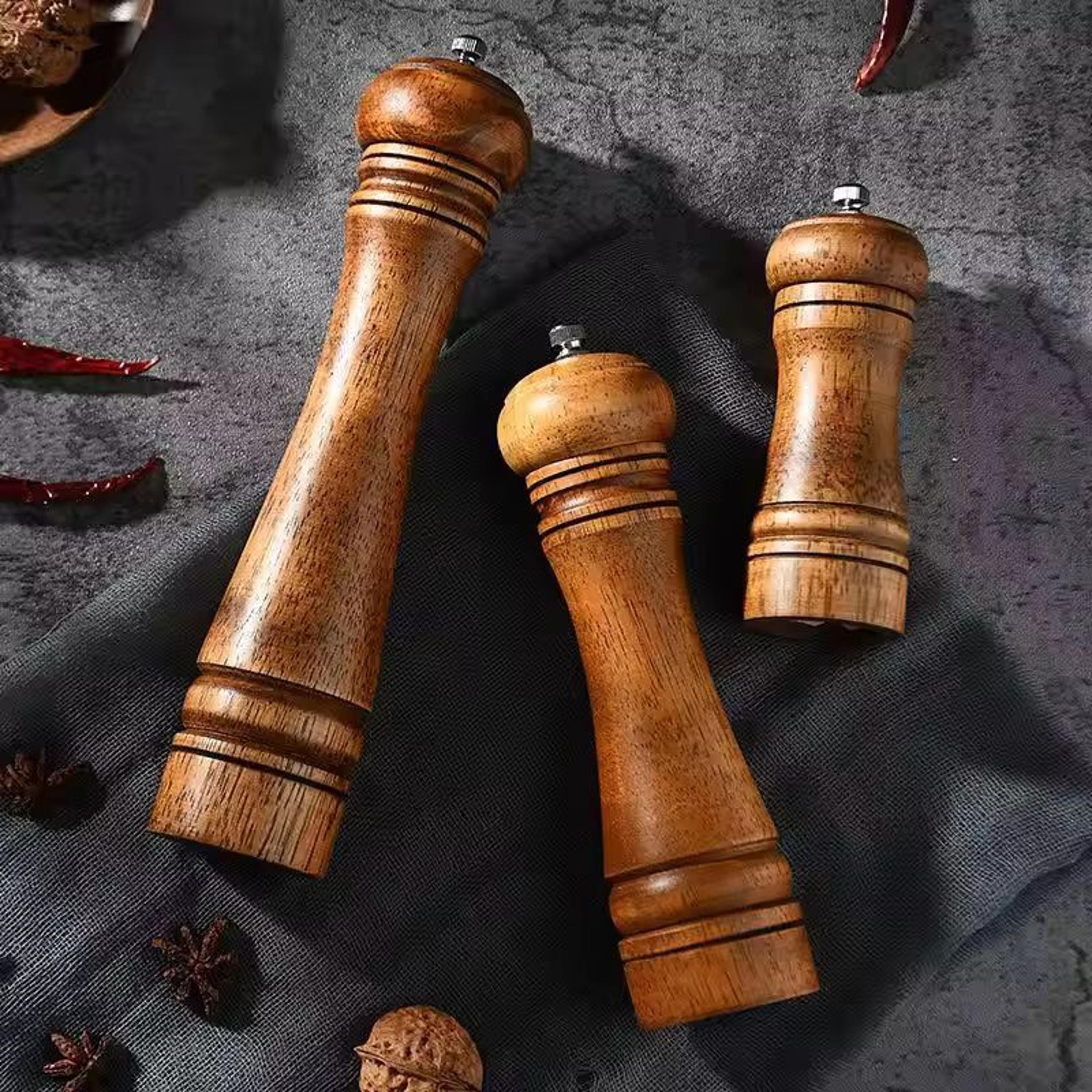 handheld adjustable spice grinder - premium salt & pepper mill (5/8/10 in)