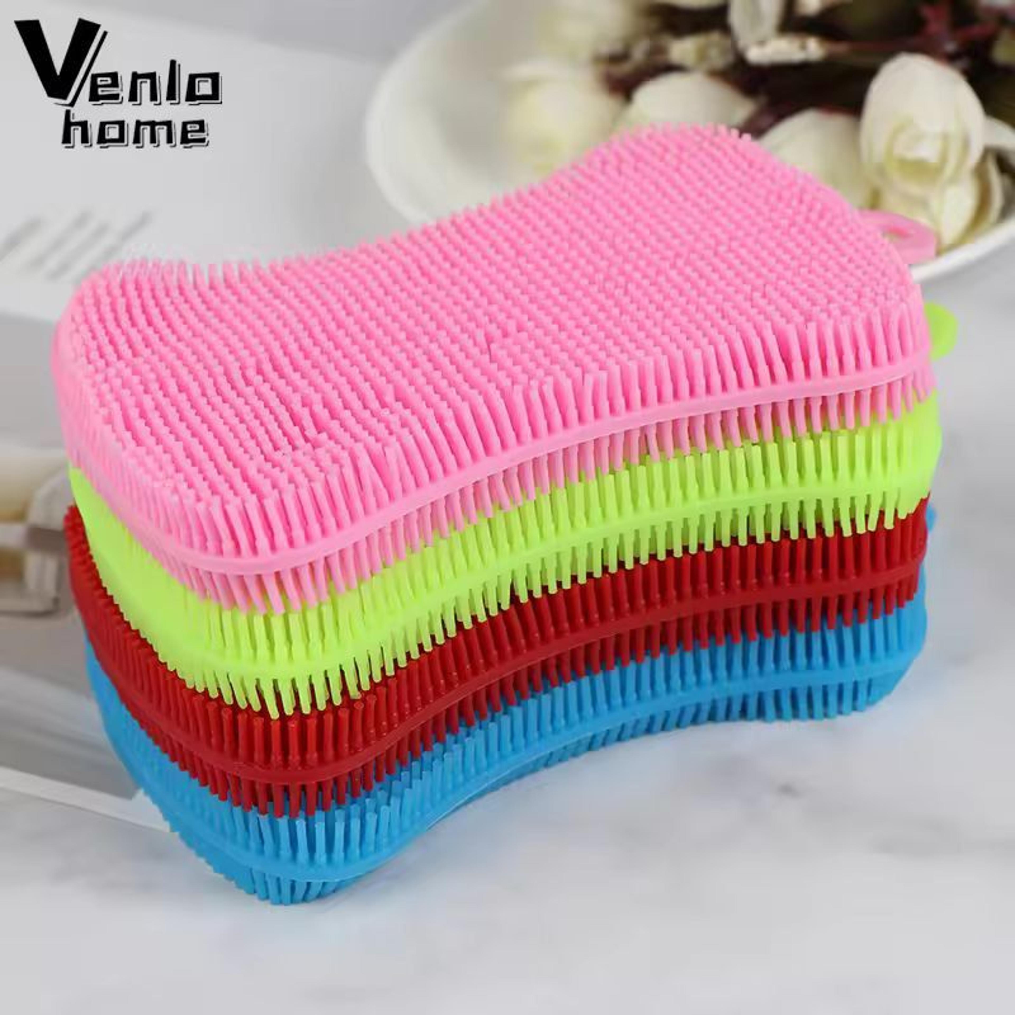 silicone kitchen scrubber brush – gentle & effective pot pan cleaner