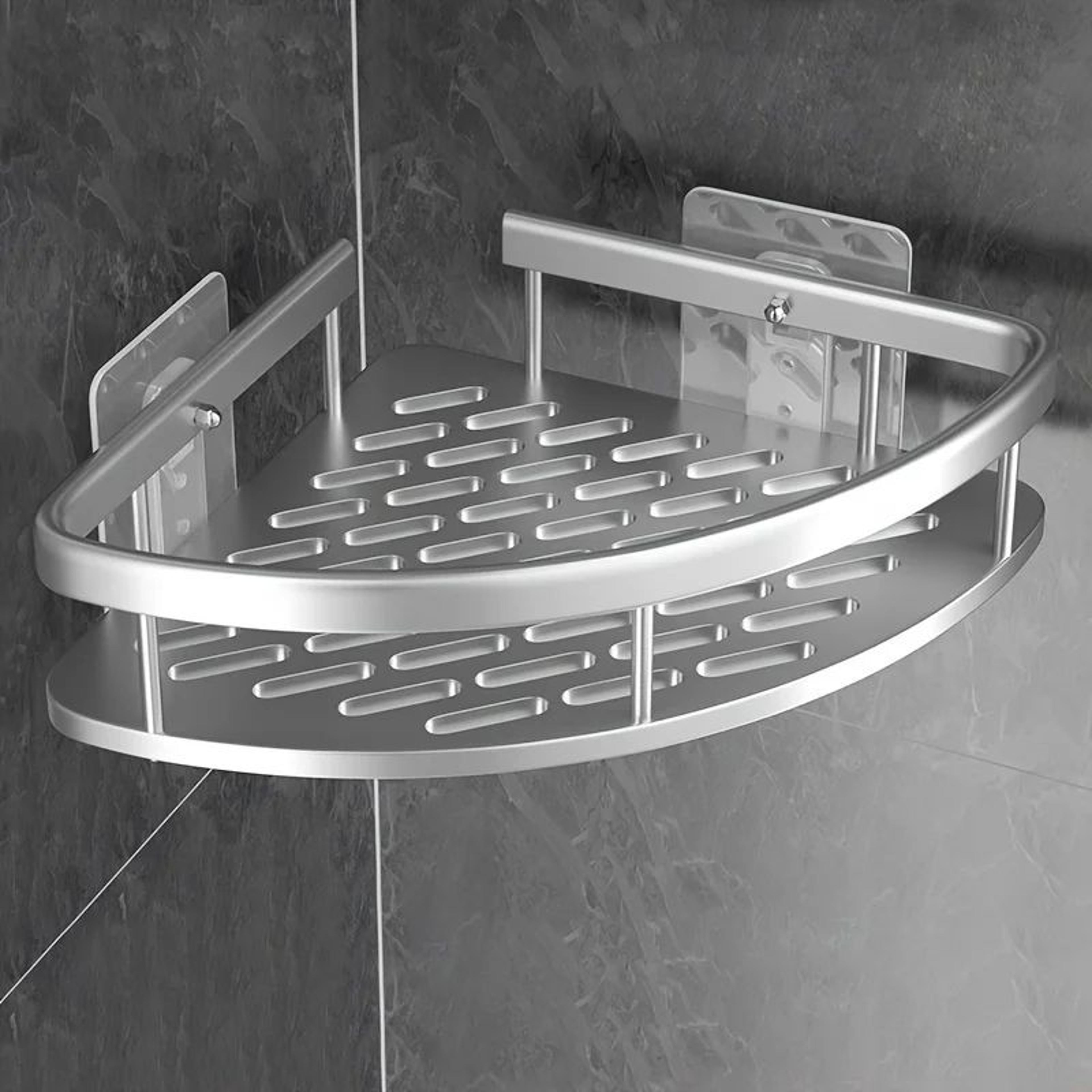 deluxe corner tension shower caddy – stainless steel wall corner shelf organizer