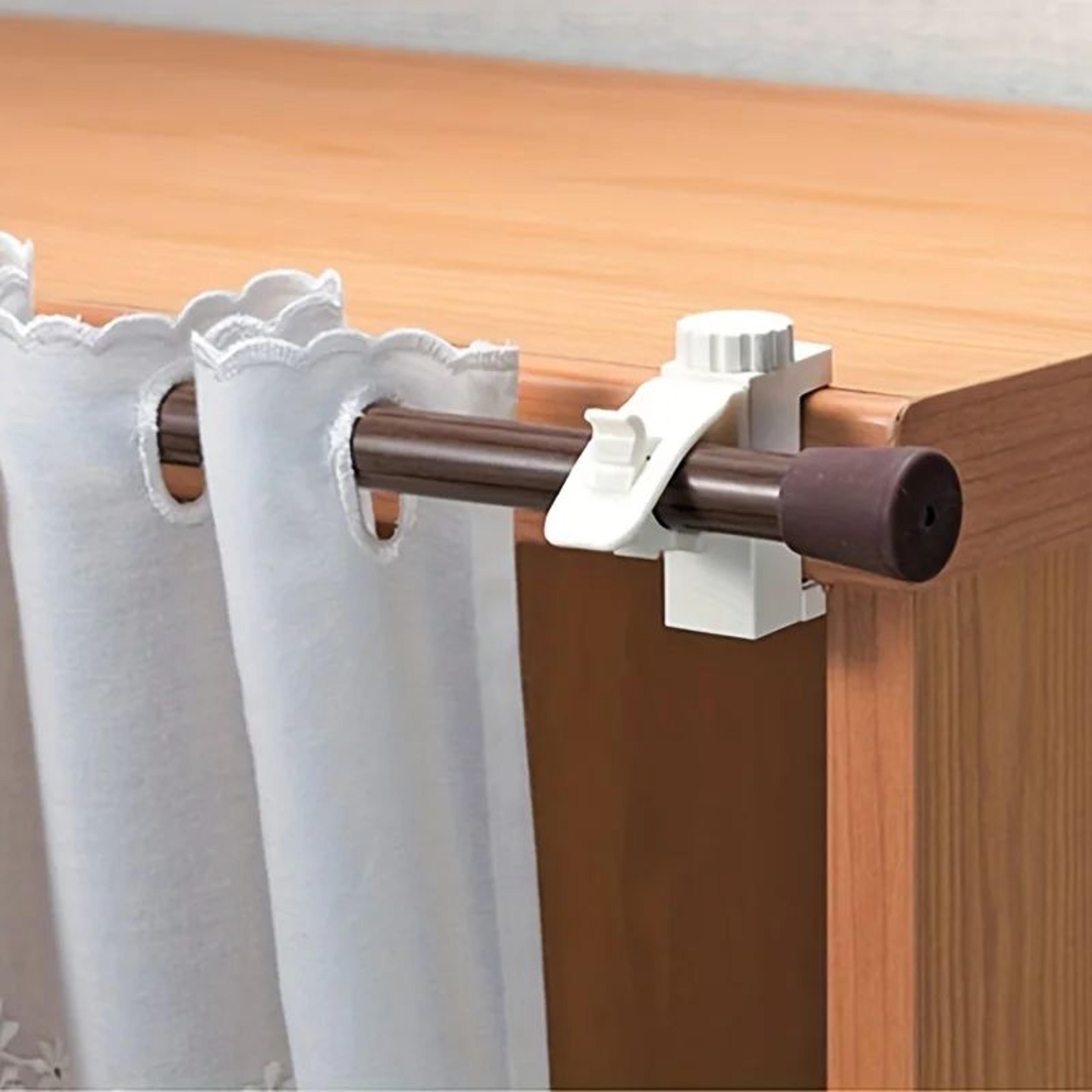 space-saving no-drill curtain rod bracket set