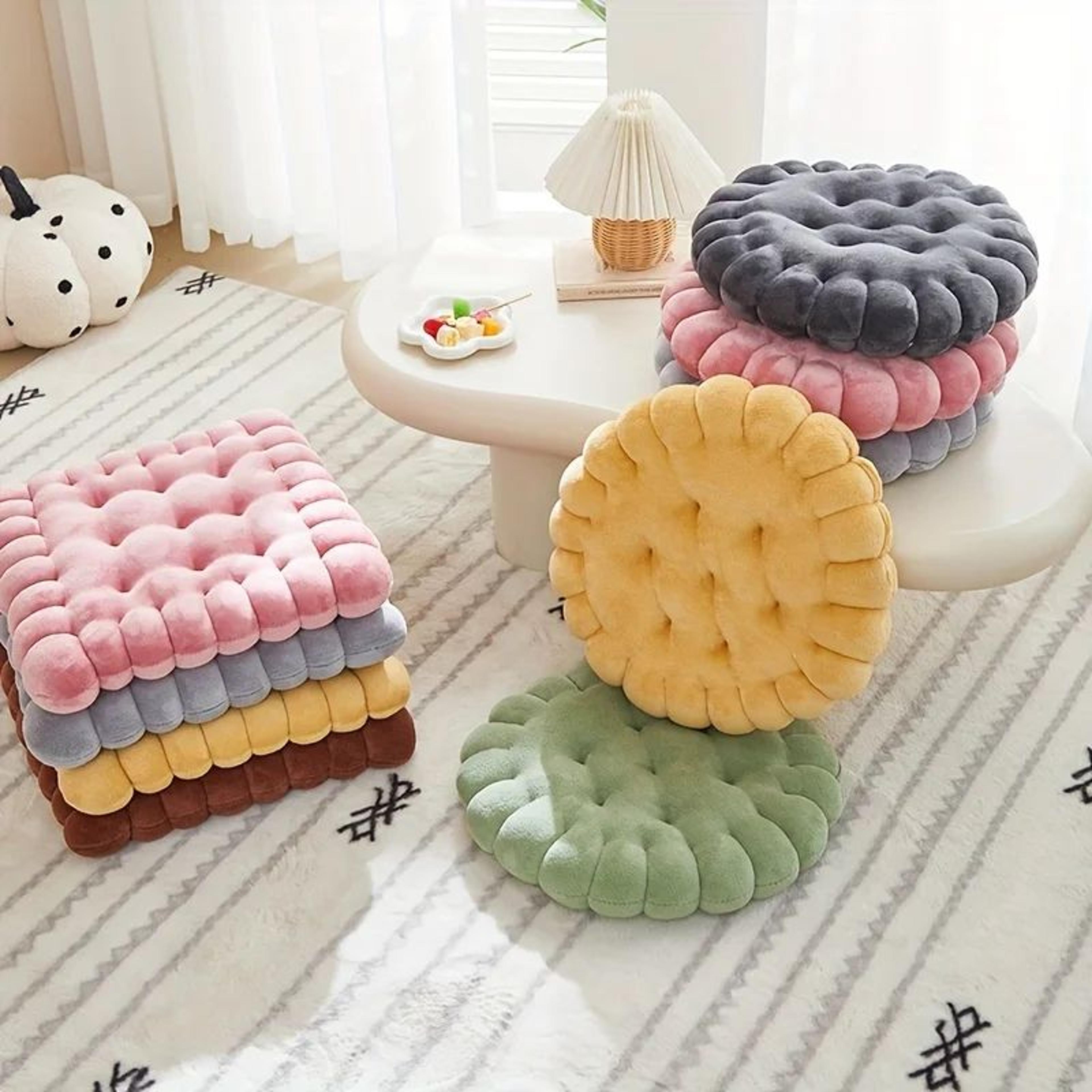 cozy biscuit plush cushion chair pad – soft cookie-style tatami back pillow for decor & comfort