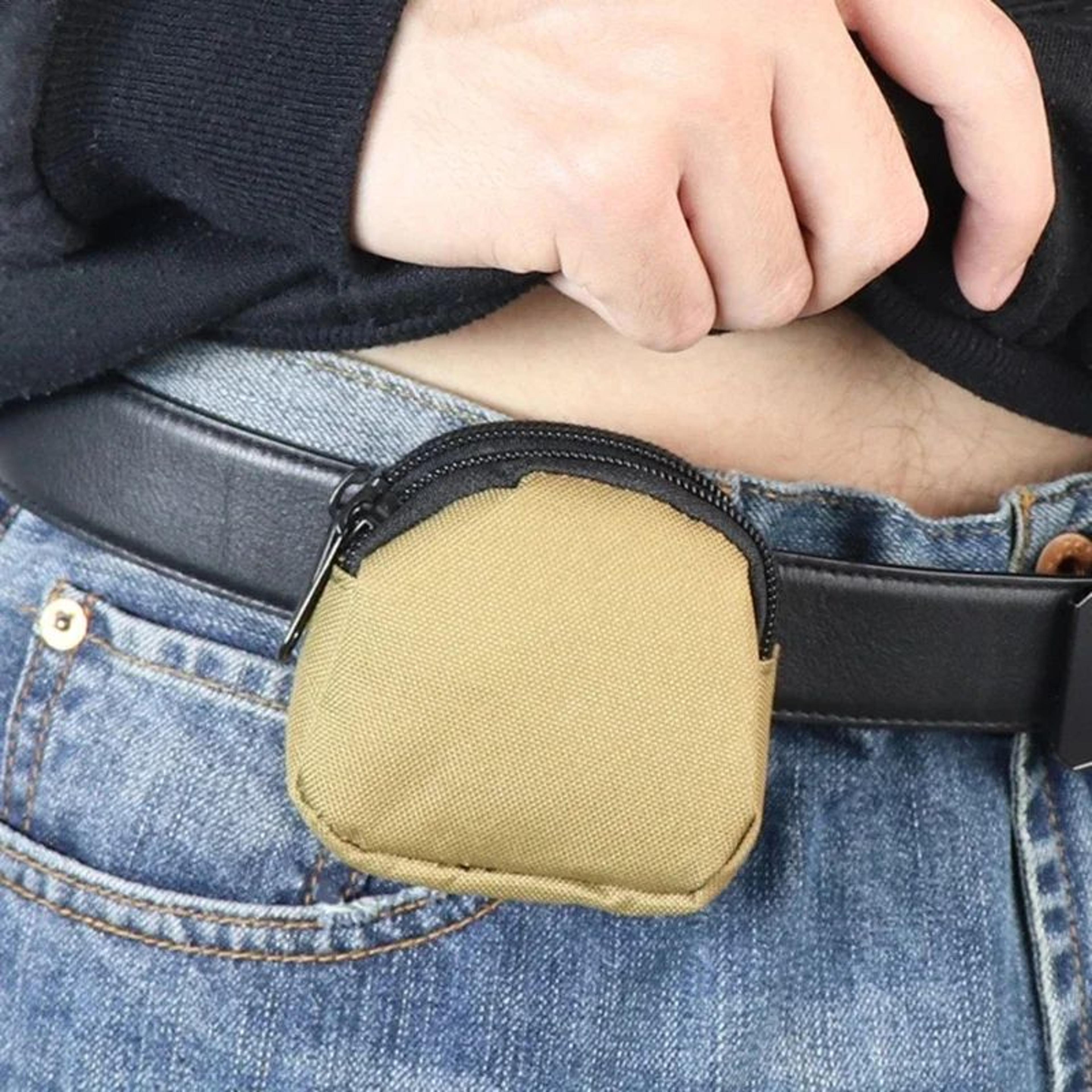 tactical nylon double-zipper molle coin & card waist belt pouch