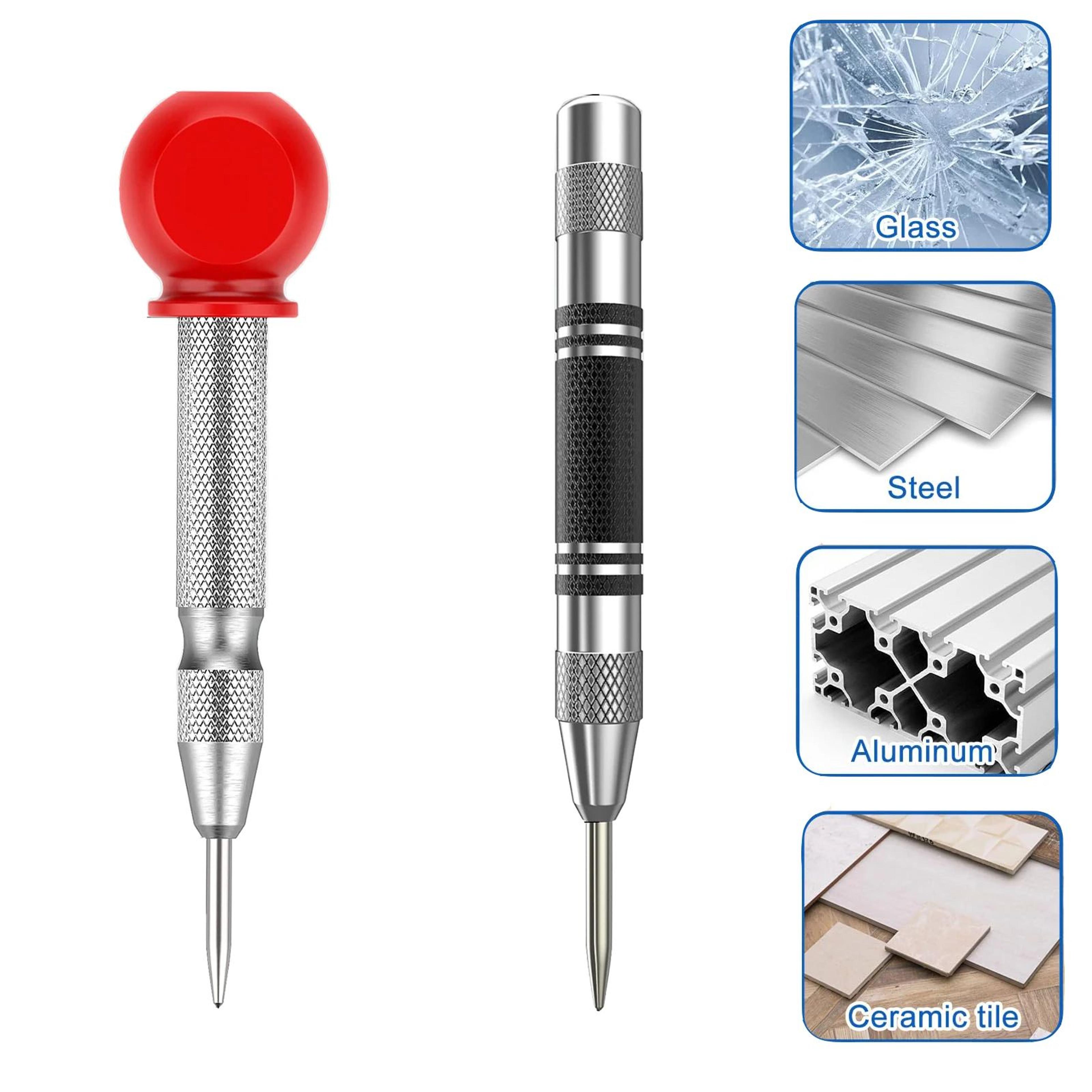 precisionforce automatic center punch – spring-loaded metal & wood marking tool