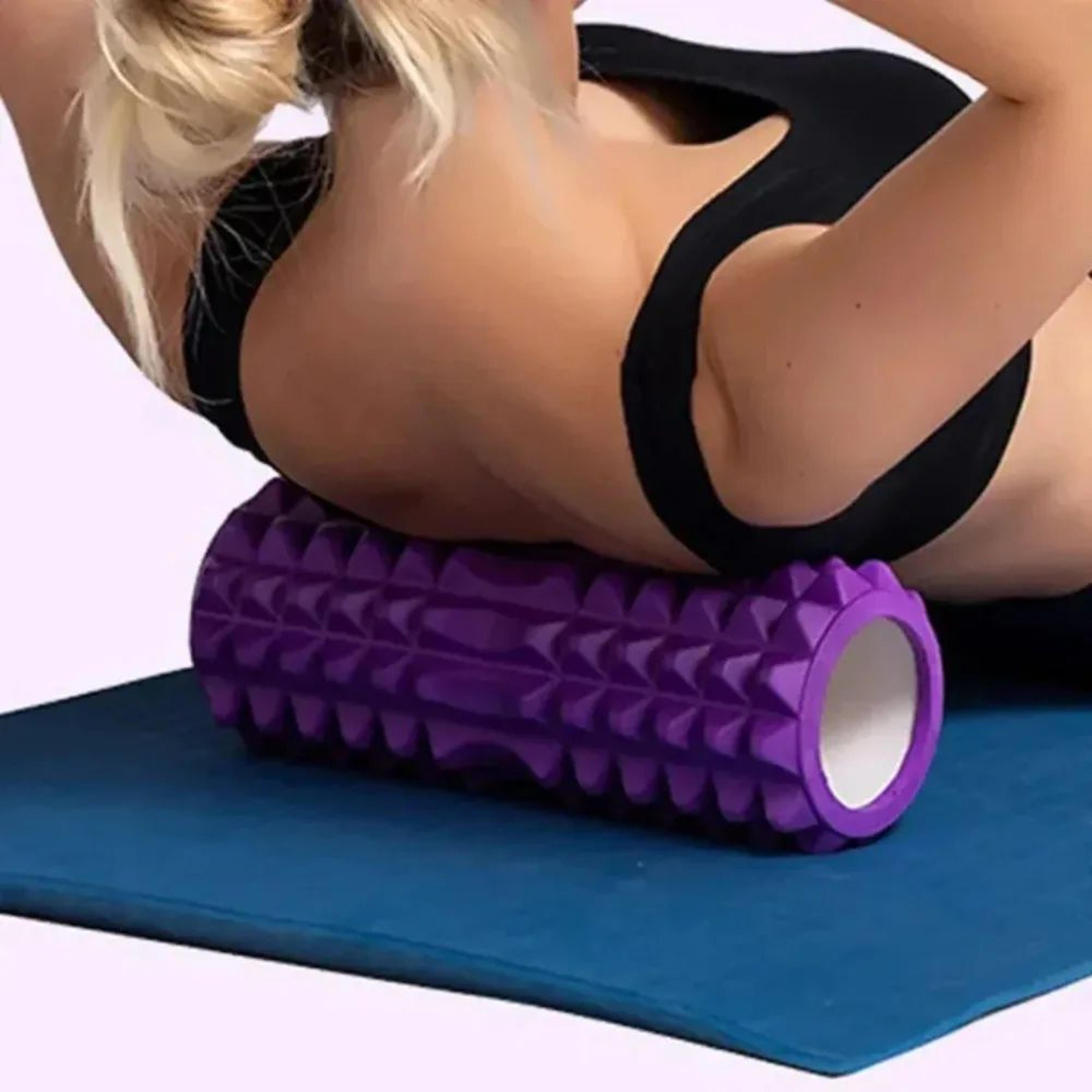 compact pilates yoga foam roller - deep muscle massage & recovery column