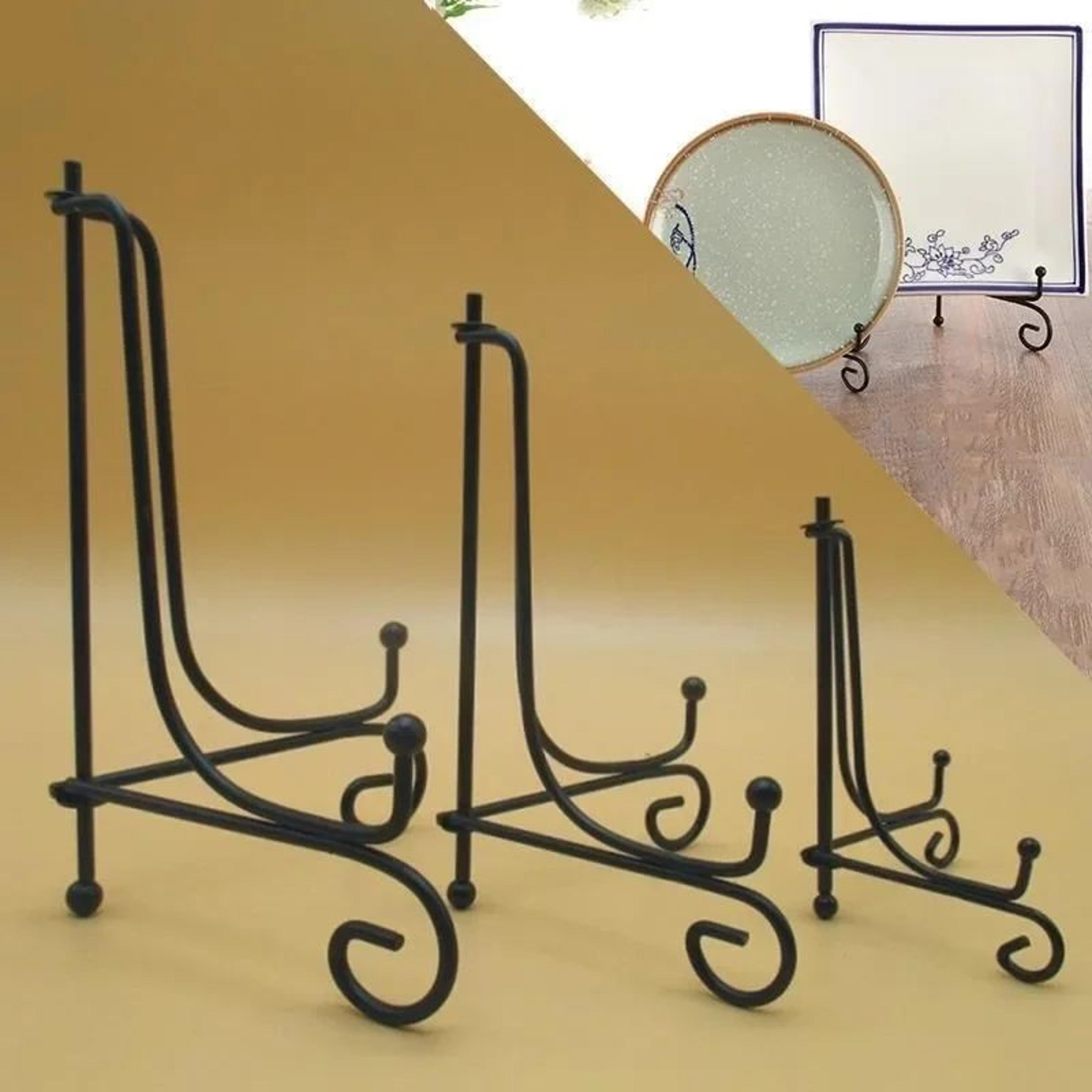 elegant iron display stand - compact book, photo & plate holder