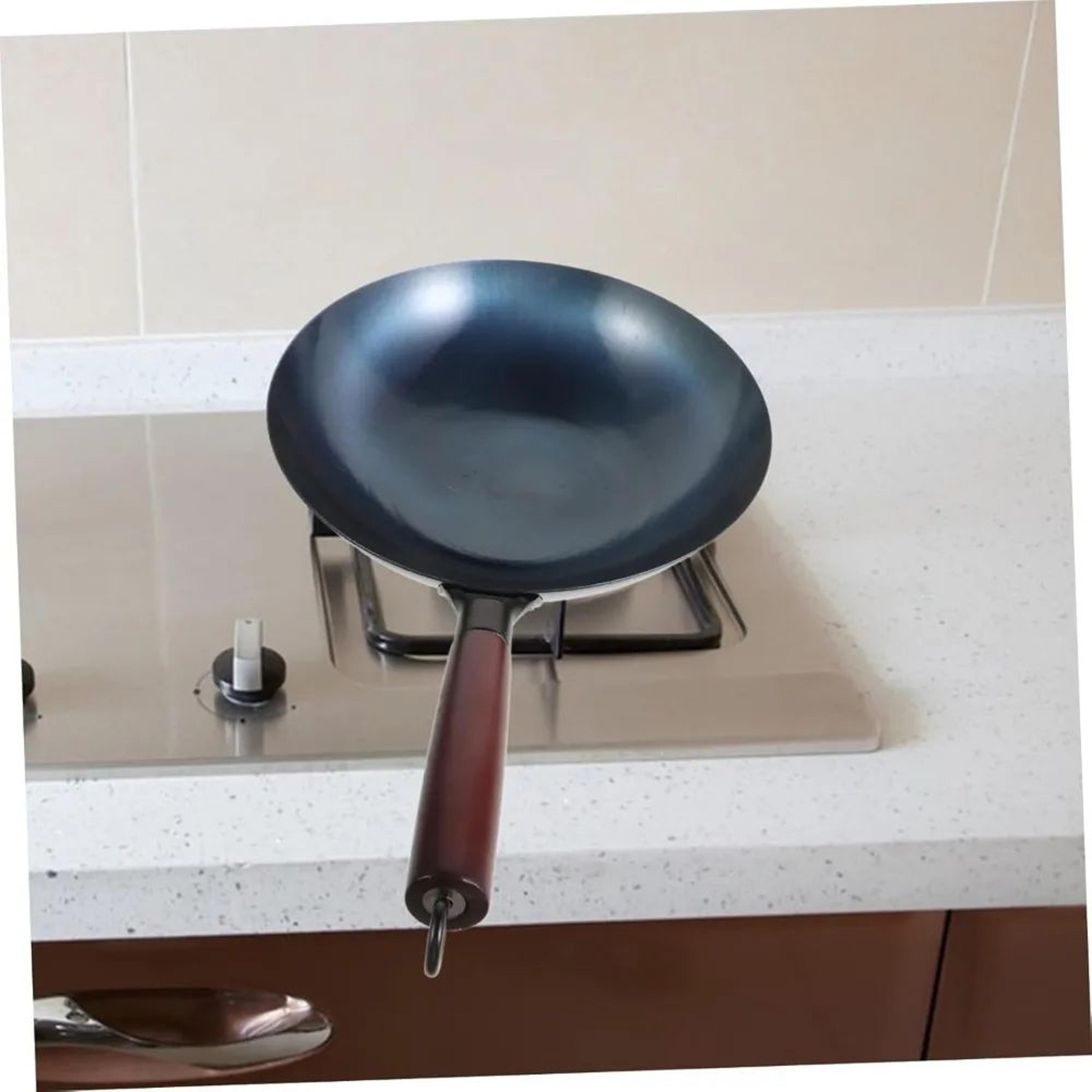 heritagepro traditional cast iron wok – premium iron cookware with wood handle (12 in)