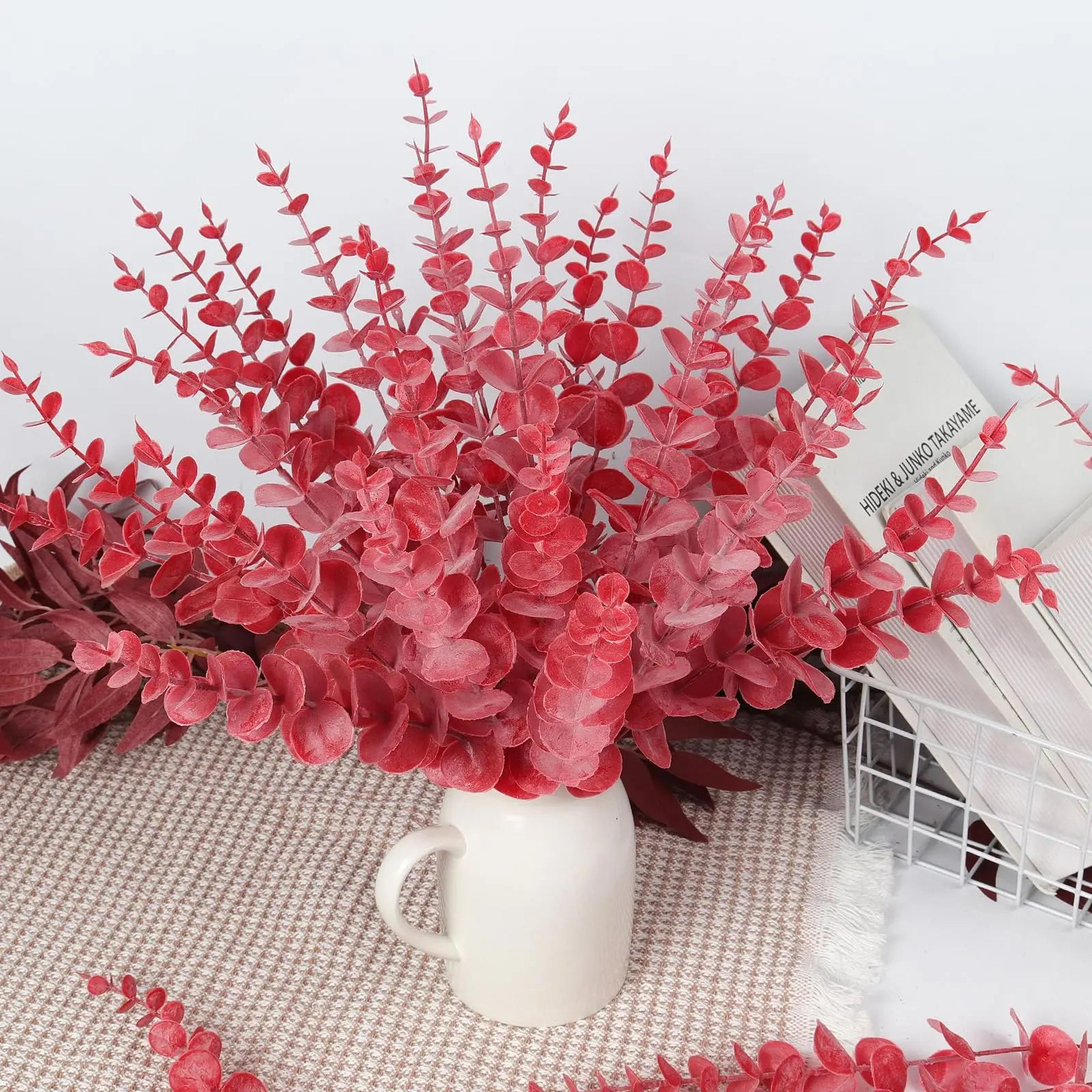 red eucalyptus faux stems – lifelike decorative branches for home, event & holiday floral designs