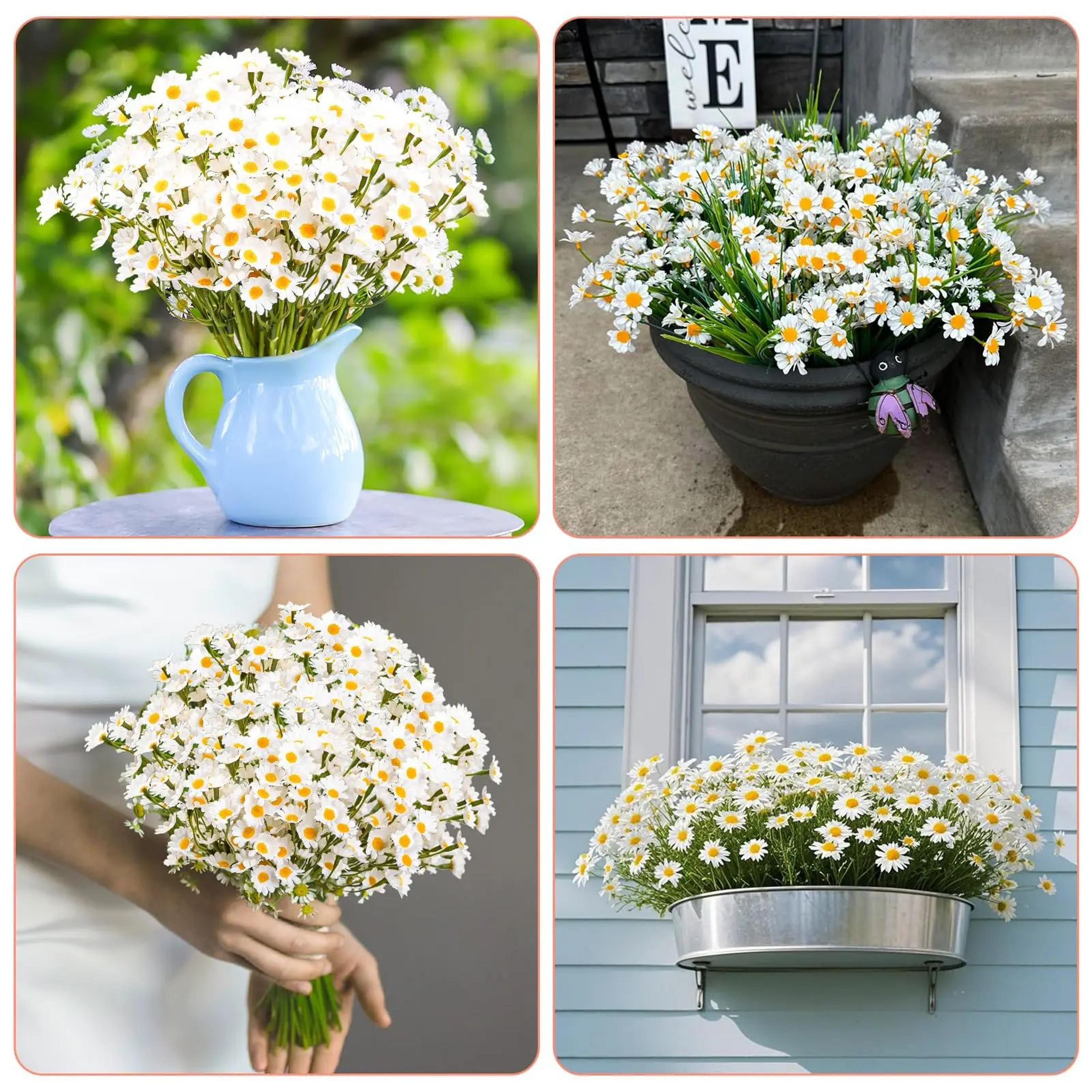 springglow premium daisy flower bouquet - 120-head artificial floral arrangement for home, wedding & party decor