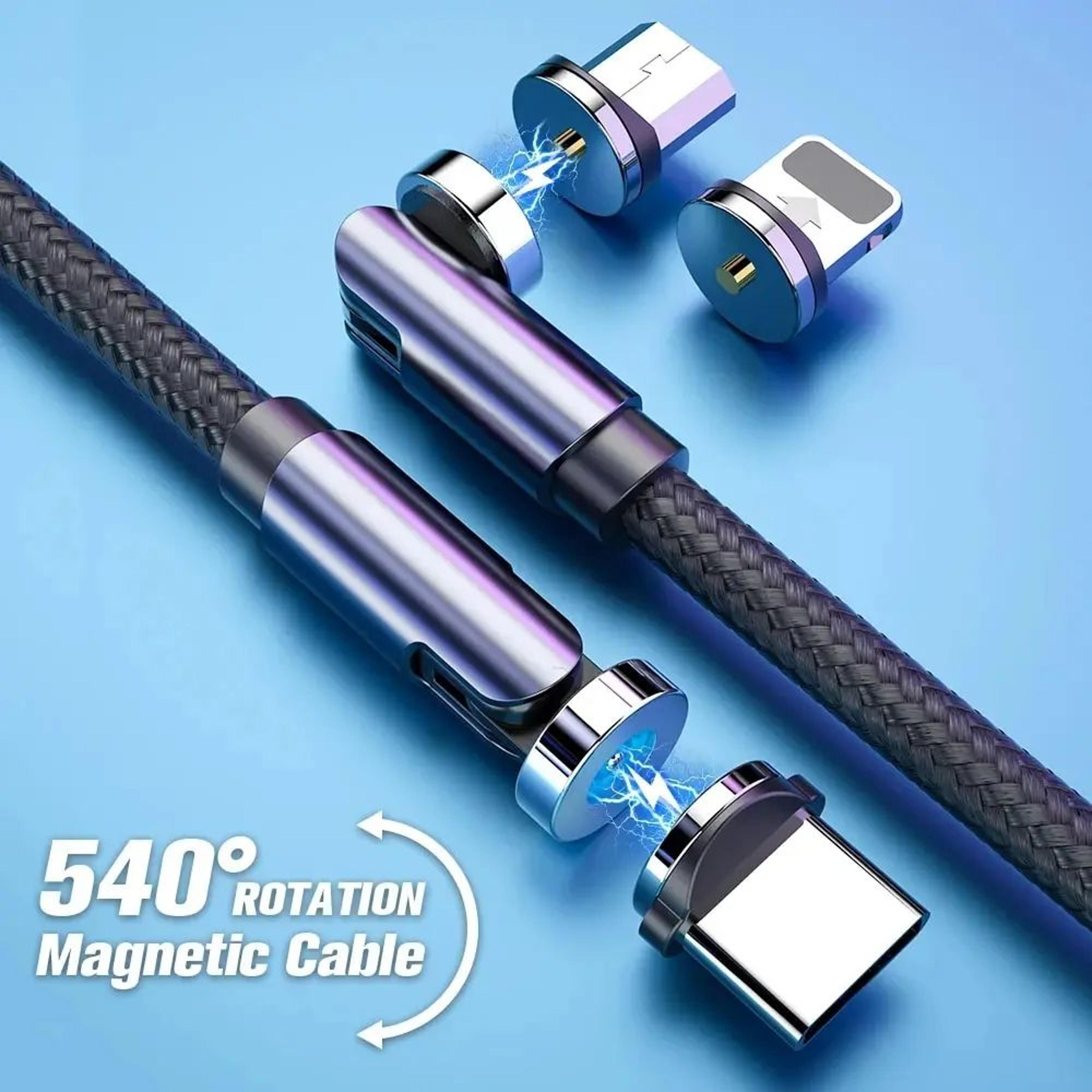 540° magnetic fast-charge 3-in-1 rotating data cable