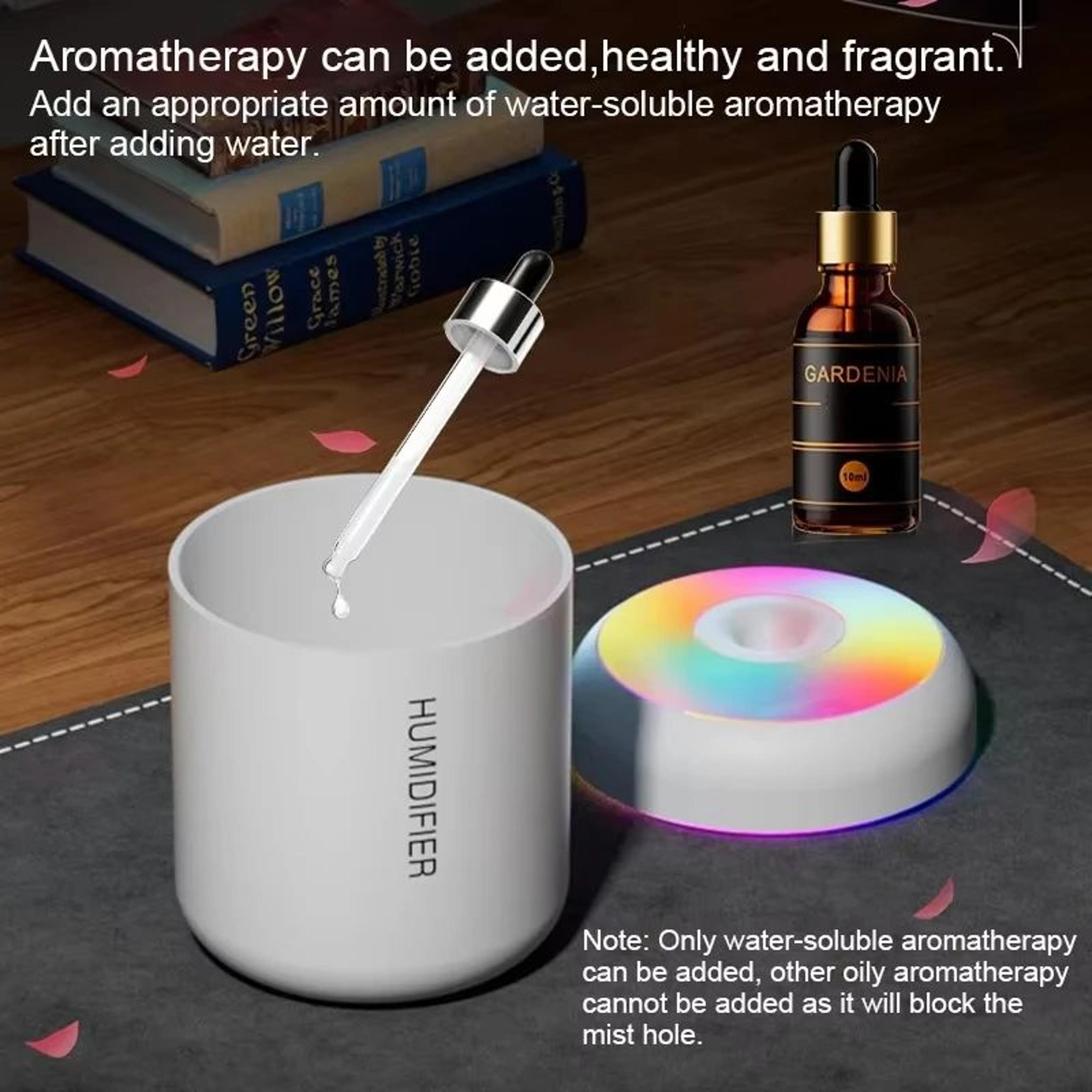 mini air humidifier & usb aromatherapy diffuser with led night light – 180ml quiet mist for home, office & car