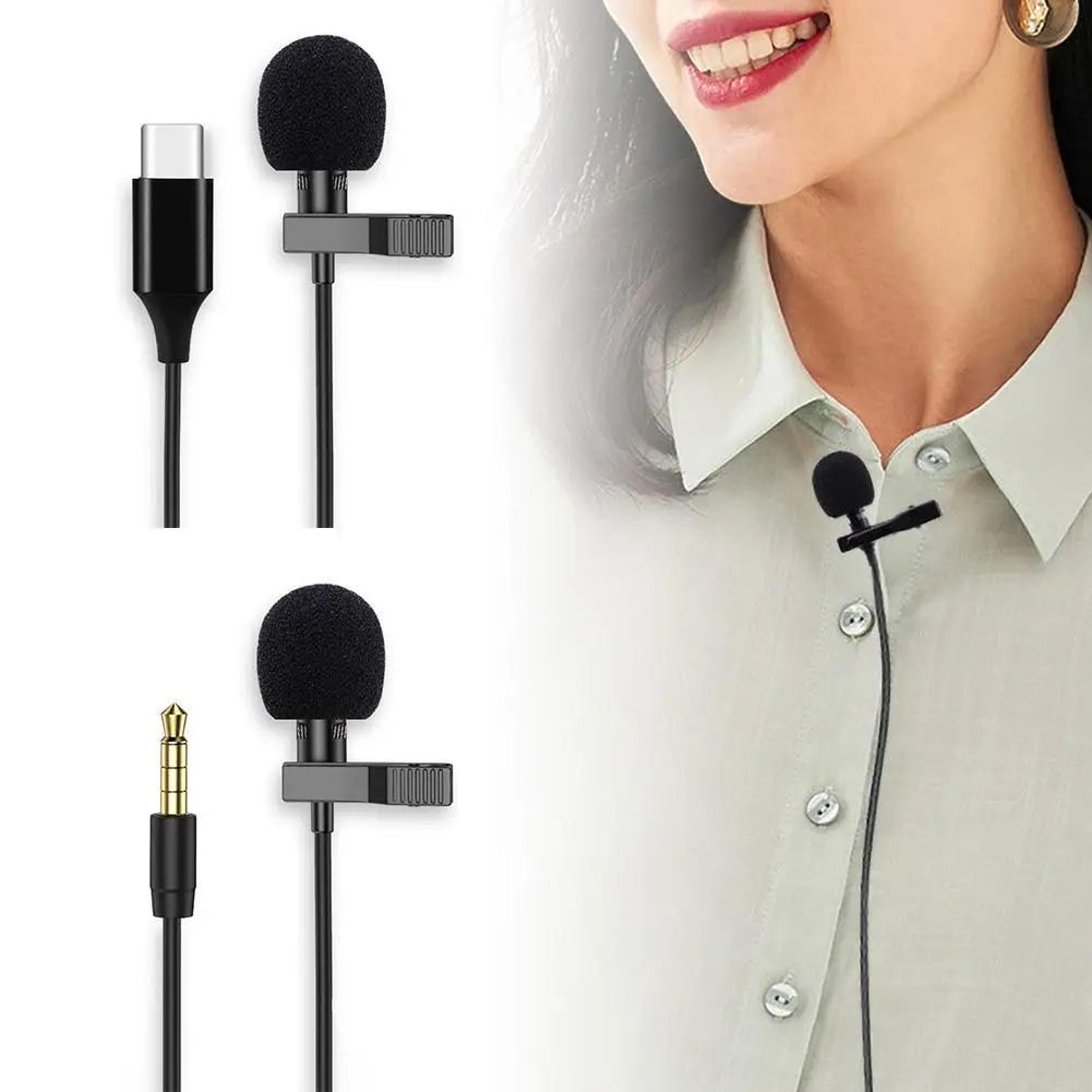 usb-c clip-on lavalier microphone with noise reduction for recording & live streaming