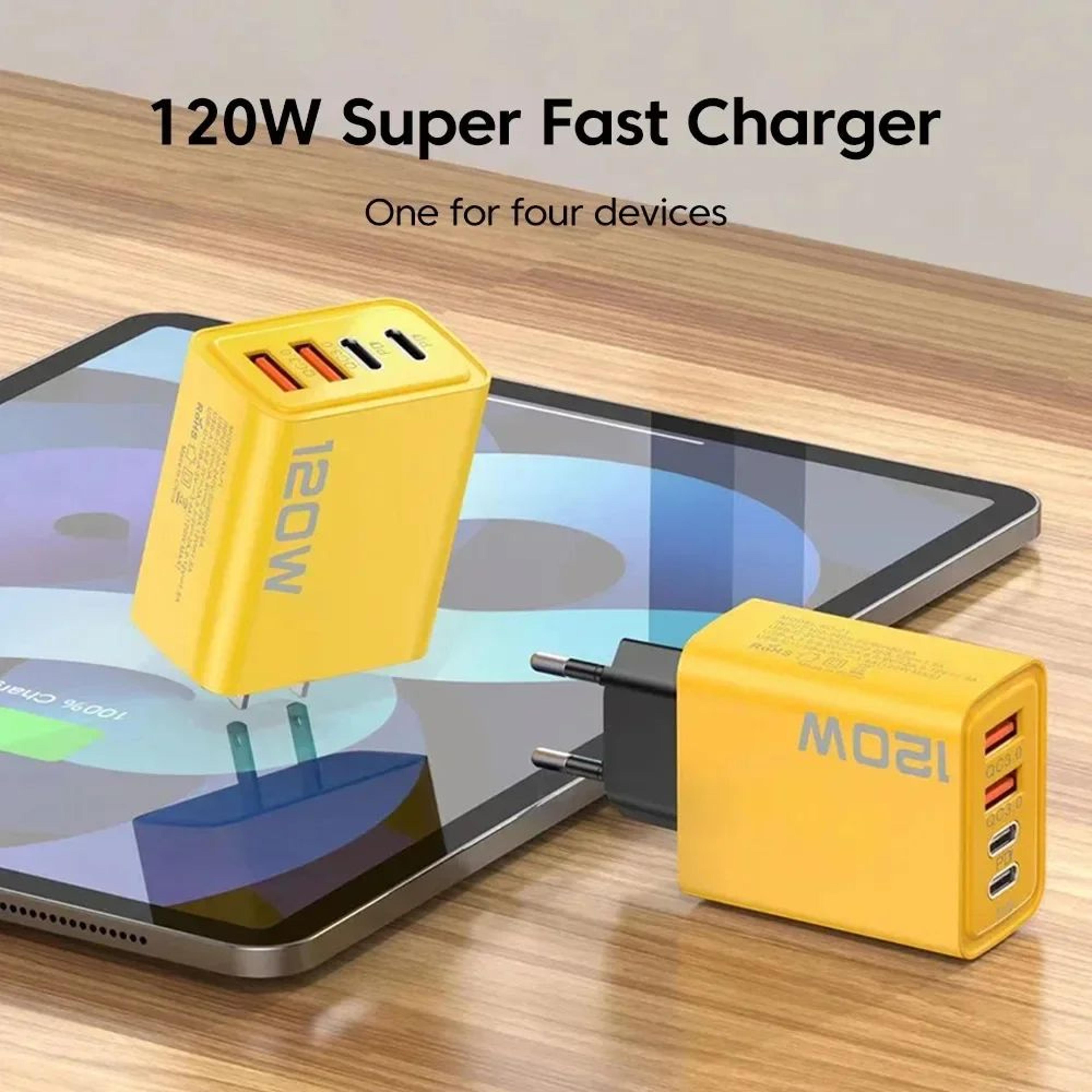 120w gan fast charging usb-c pd wall charger for iphone, android & more