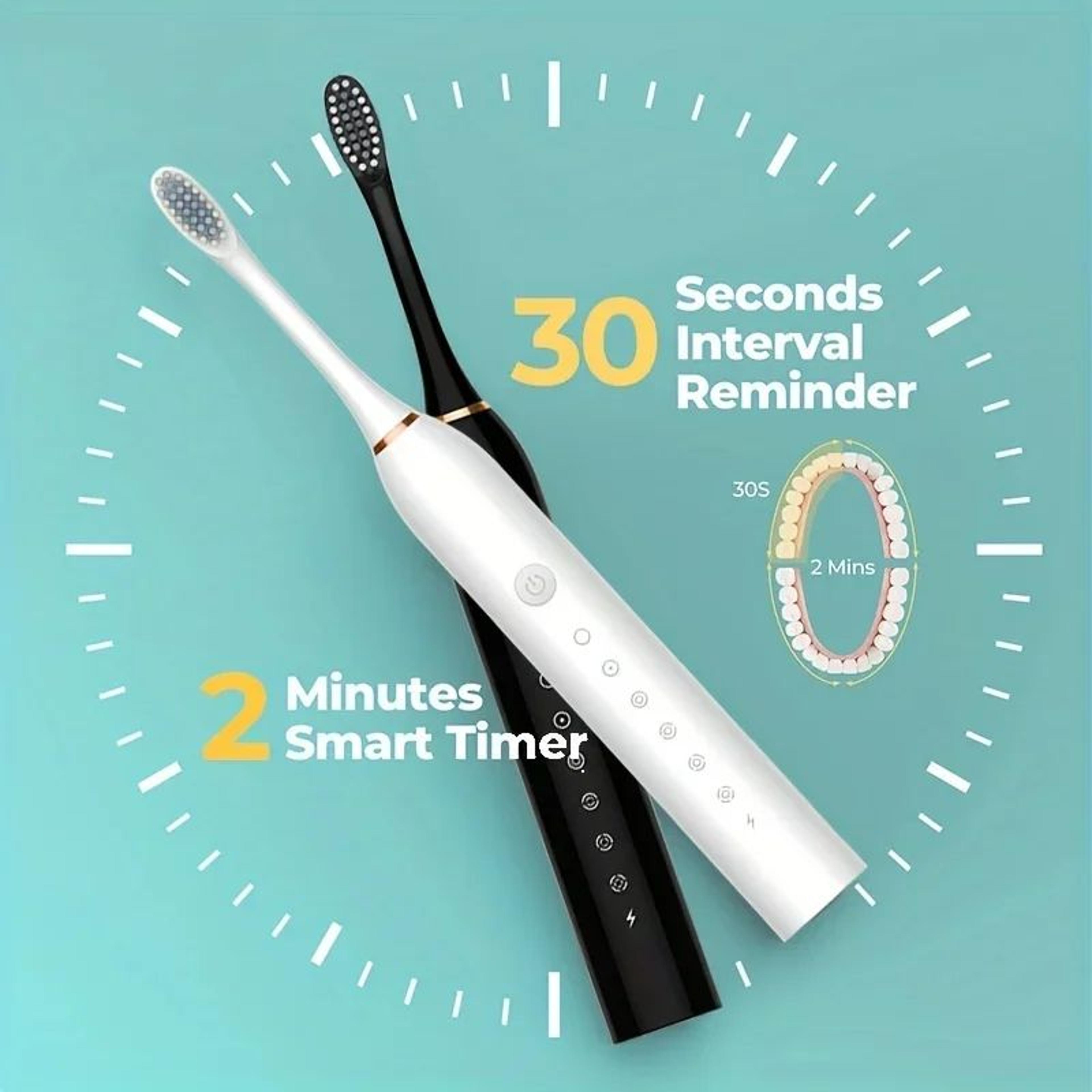 premium universal rechargeable six-speed automatic electric toothbrush – gentle soft bristle care for all ages